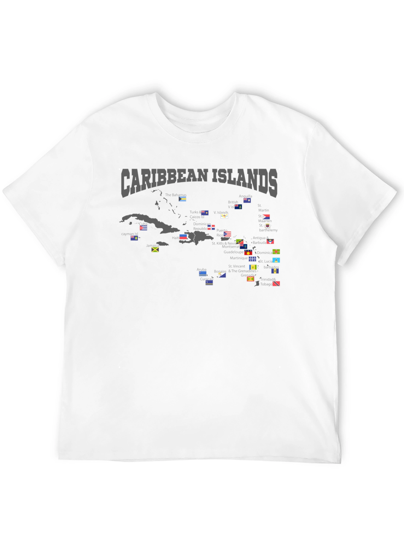 Caribbean Islands Flags T-Shirt - Black