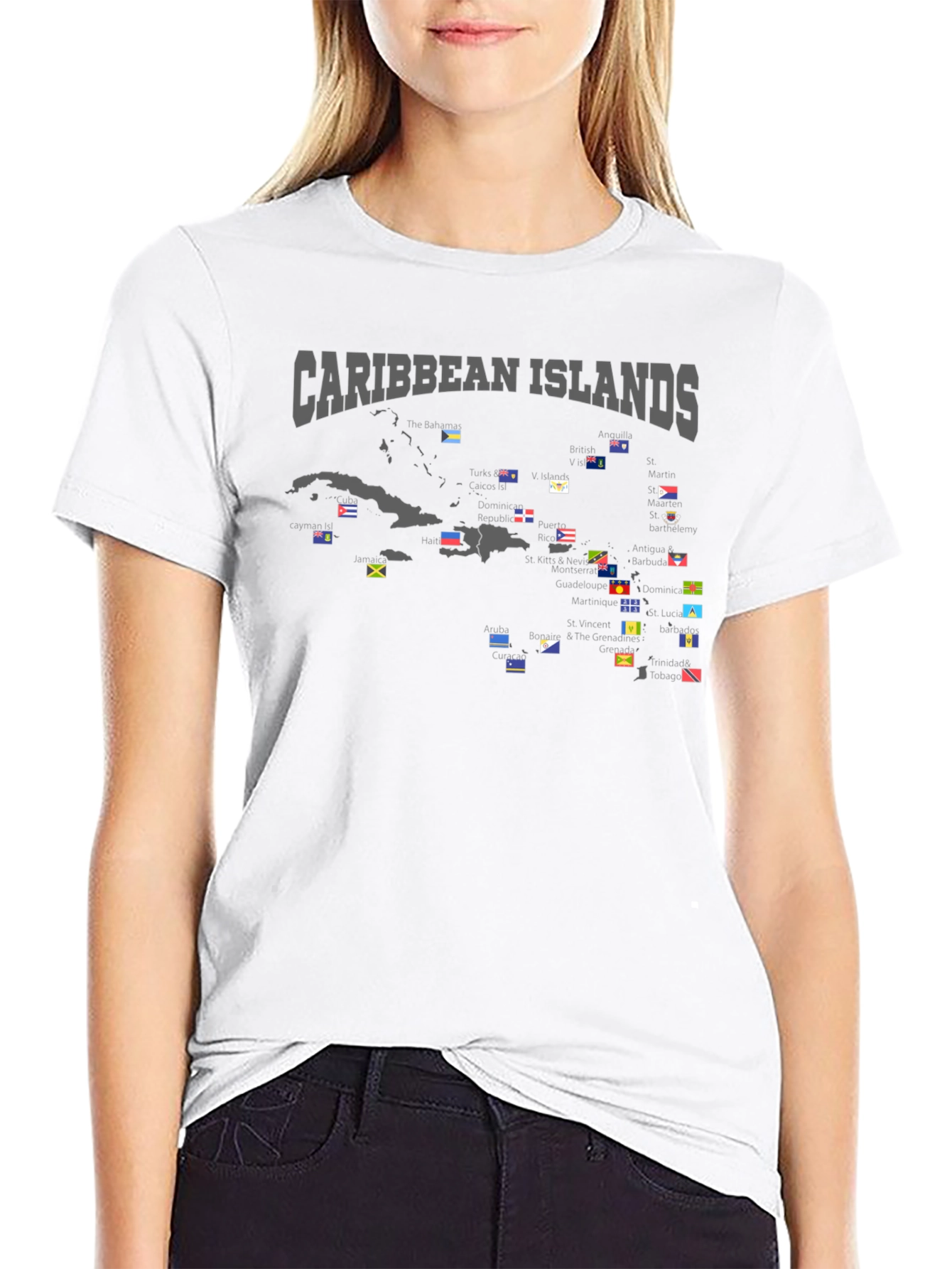 Caribbean Islands Flags T-Shirt - Black