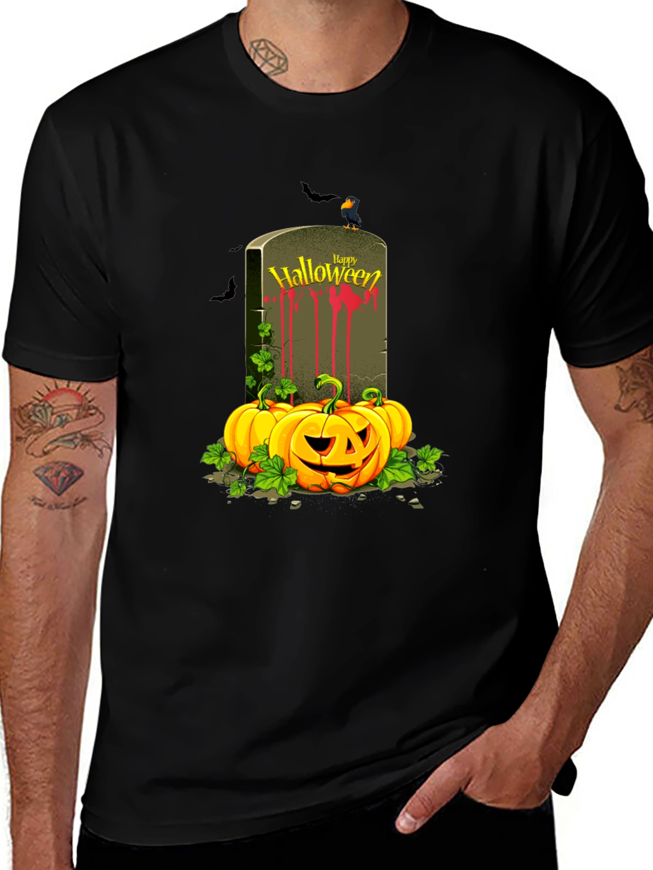 Halloween Tombstone Pumpkin Graphic Tee