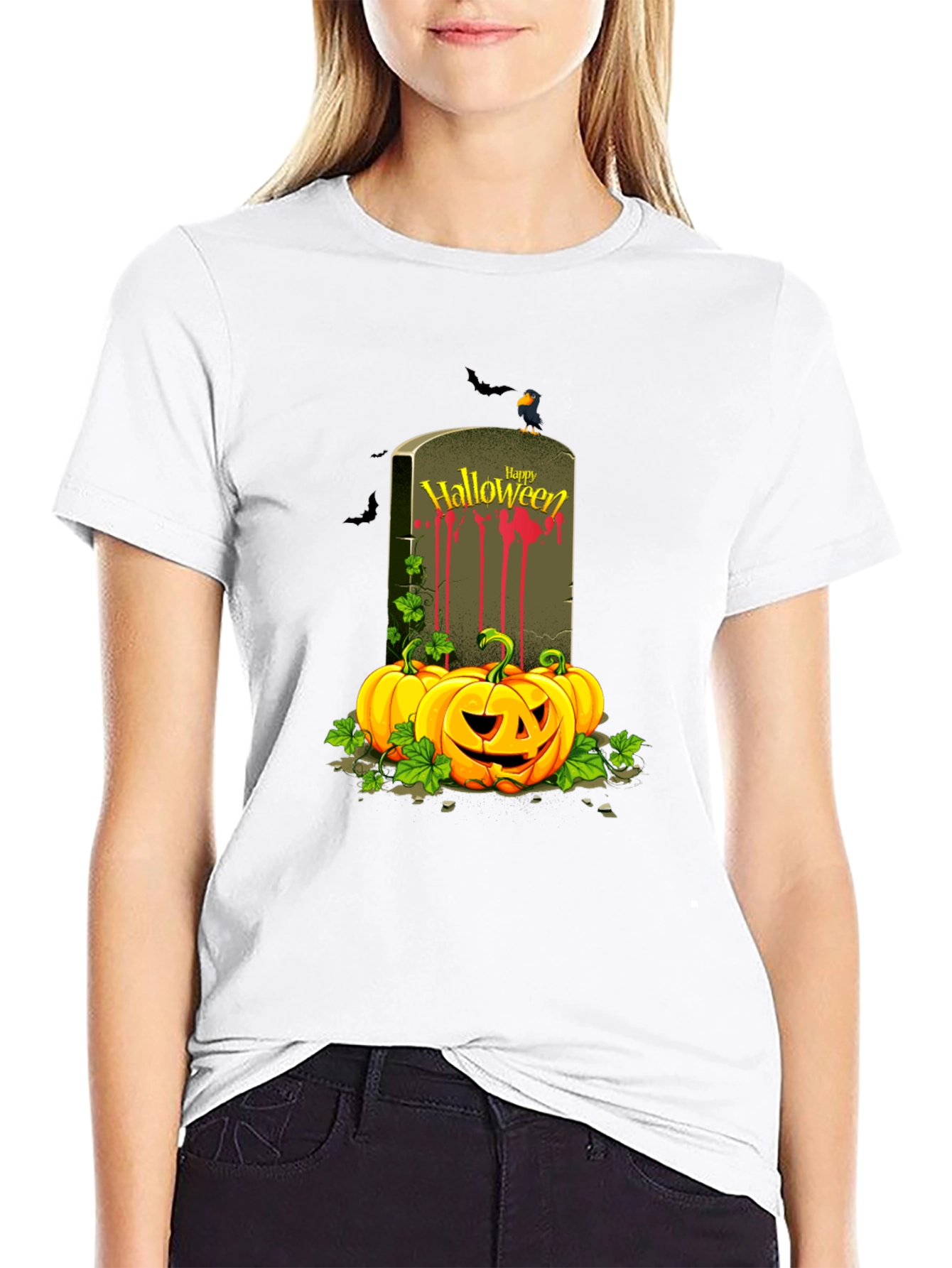 Halloween Tombstone Pumpkin Graphic Tee