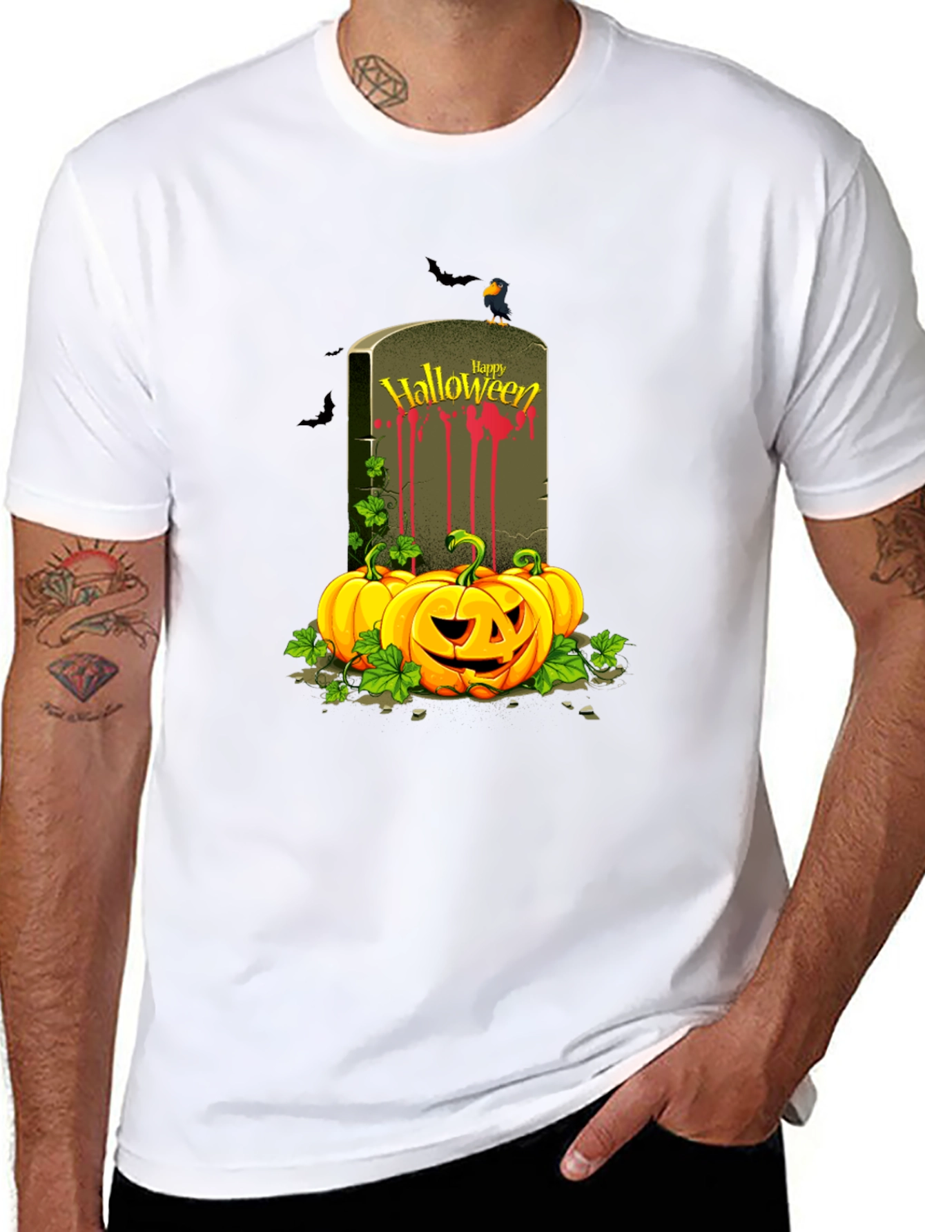 Halloween Tombstone Pumpkin Graphic Tee