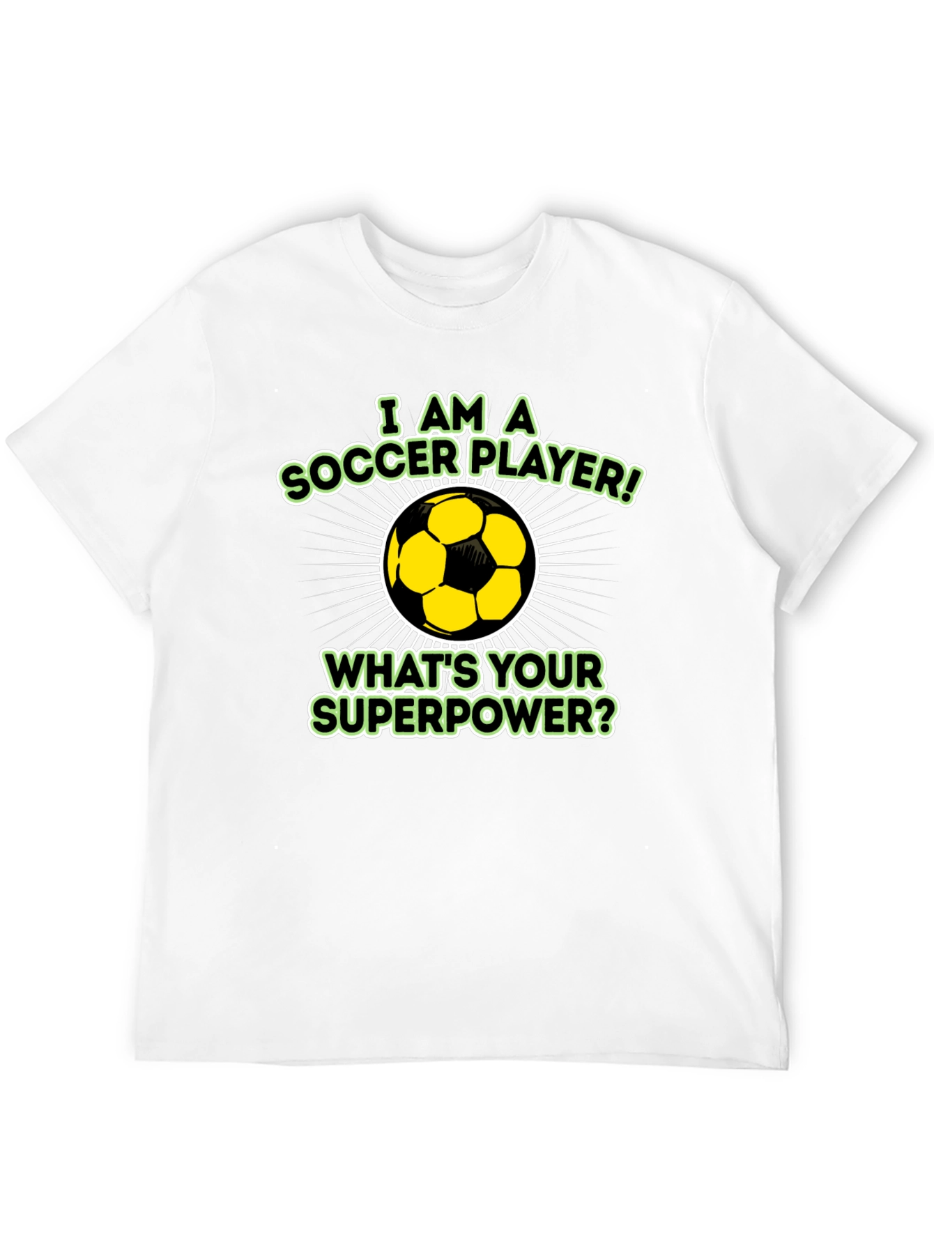 Soccer Player Superpower Black Graphic T-Shirt