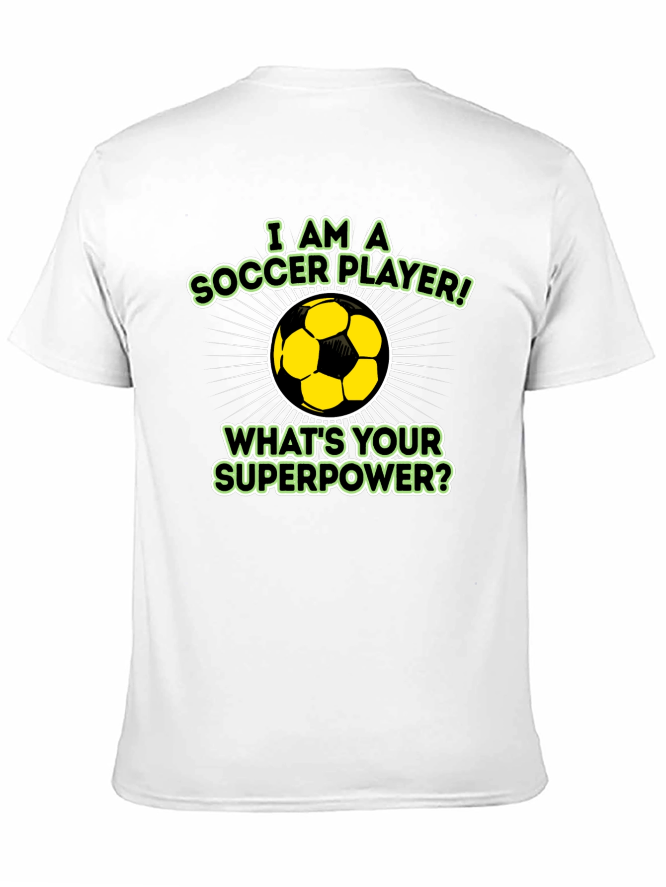 Soccer Player Superpower Black Graphic T-Shirt