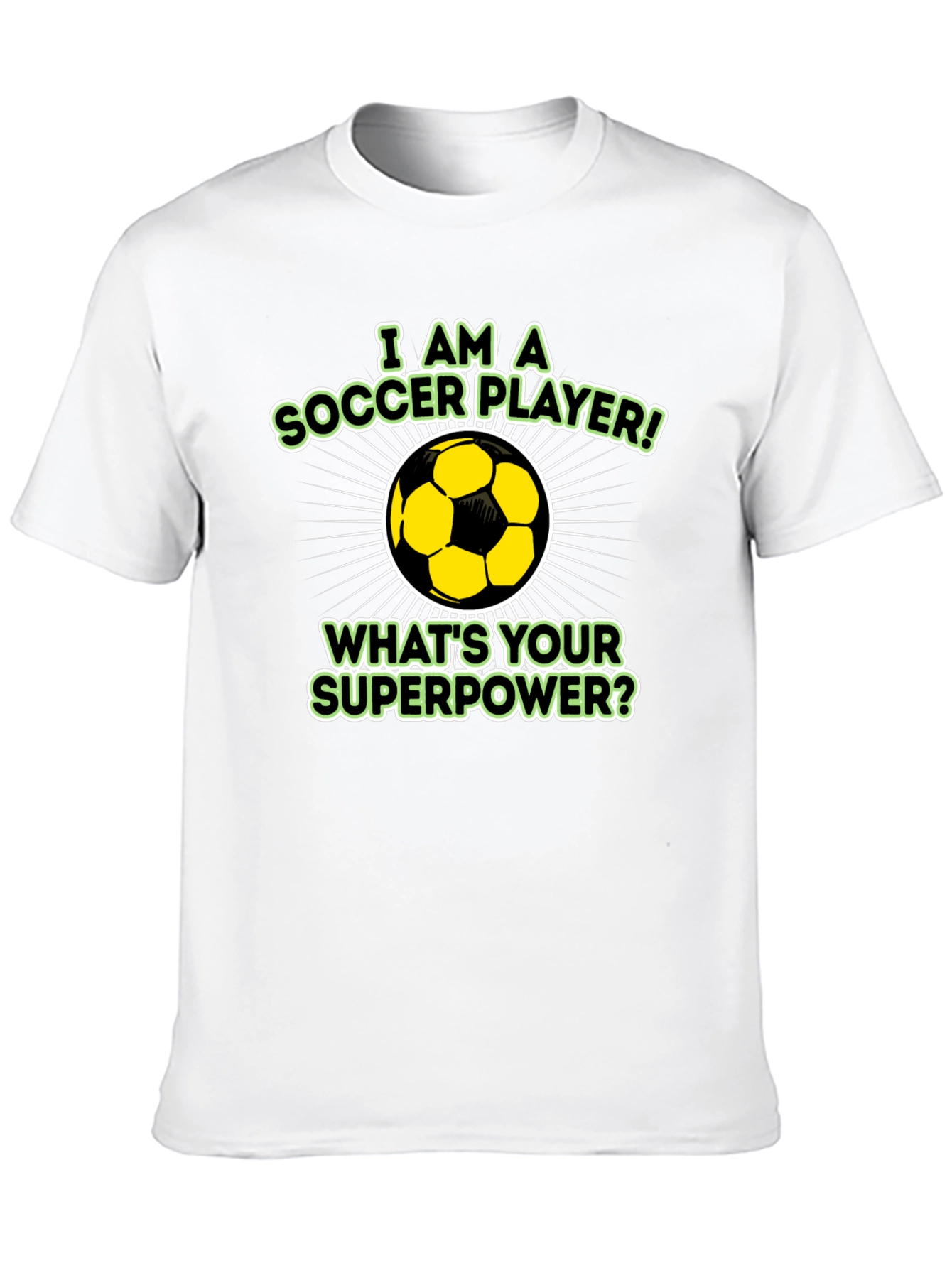 Soccer Player Superpower Black Graphic T-Shirt