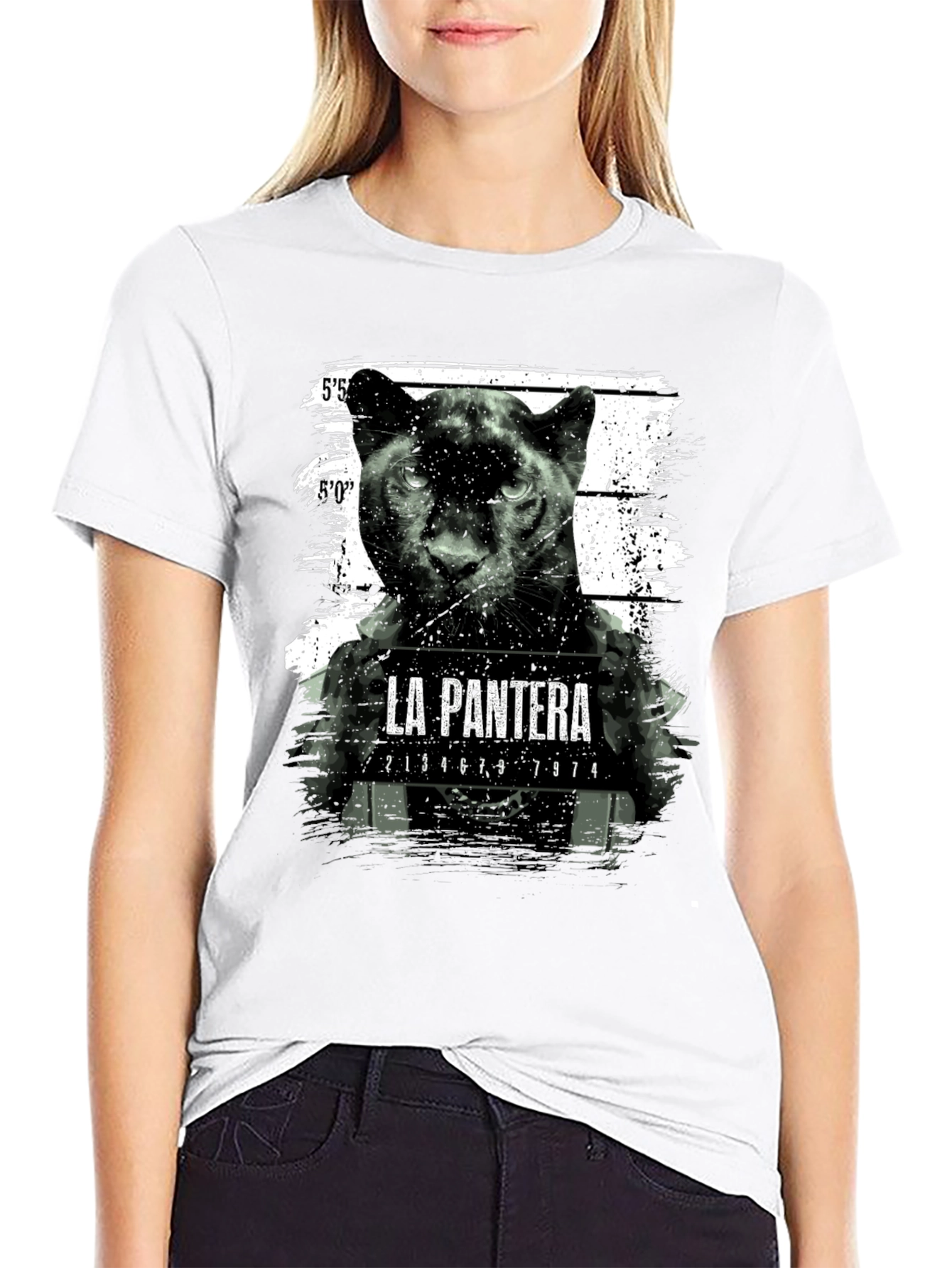 La Pantera Mugshot Graphic Tee - Black Cotton T-Shirt