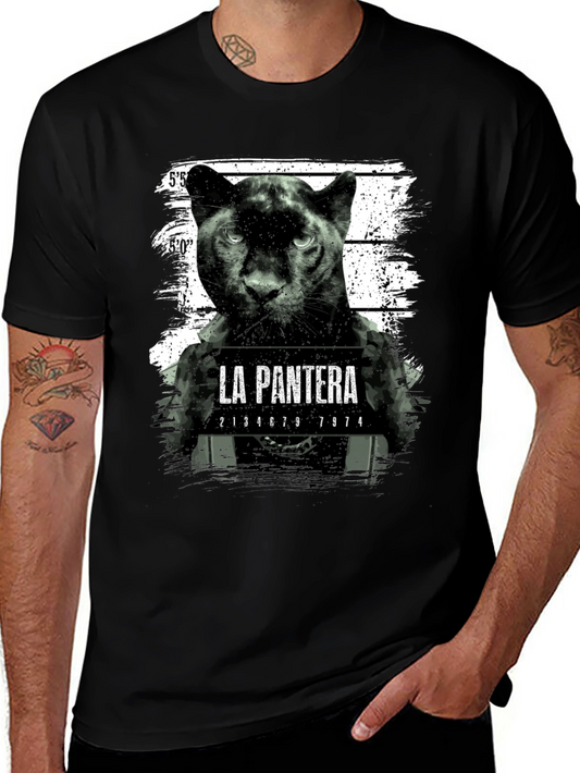 La Pantera Mugshot Graphic Tee - Black Cotton T-Shirt