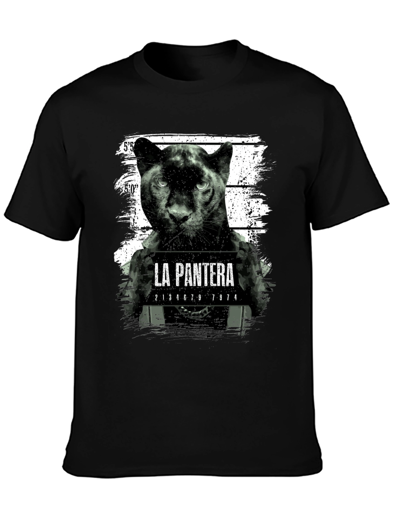 La Pantera Mugshot Graphic Tee - Black Cotton T-Shirt