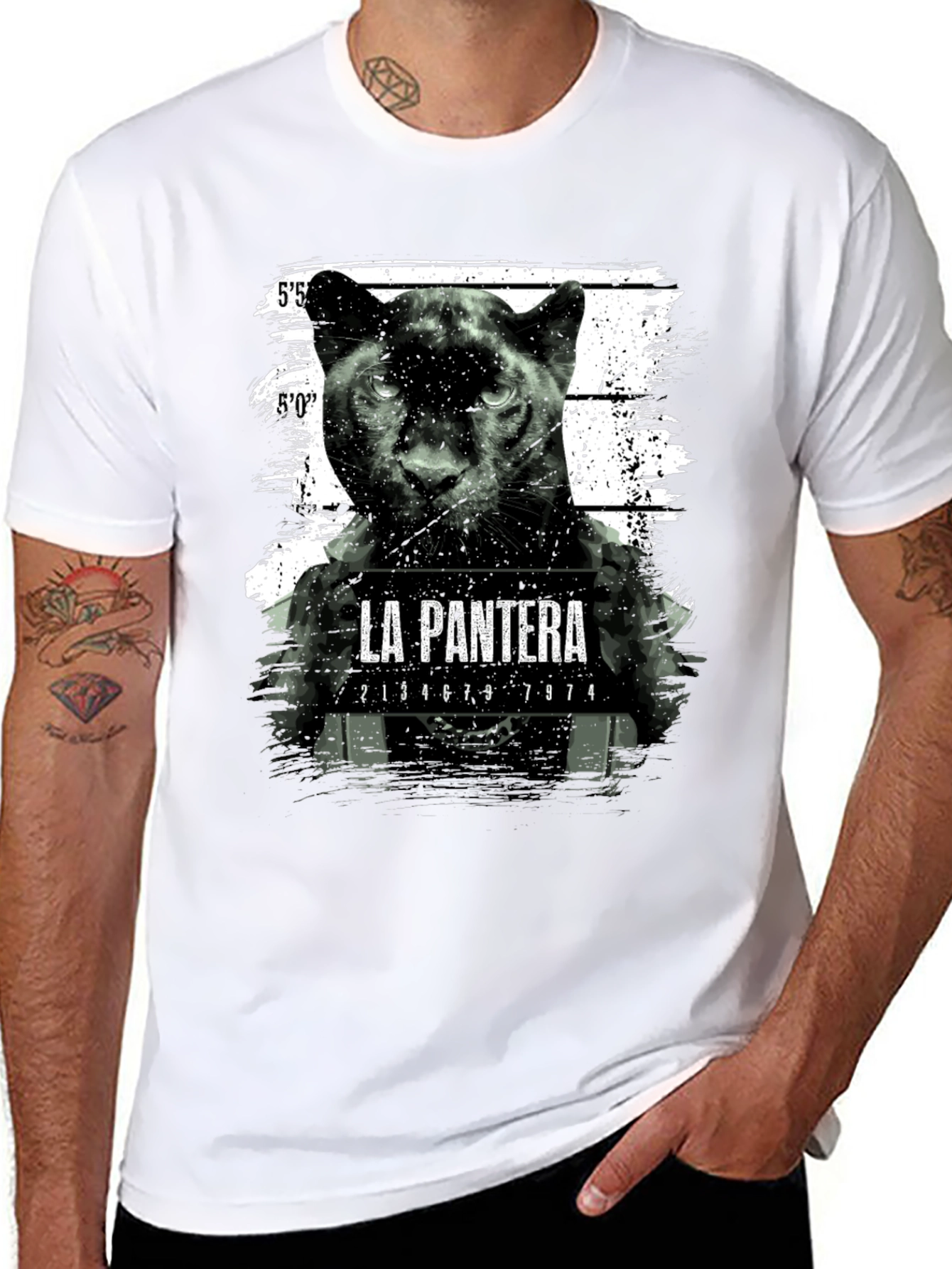 La Pantera Mugshot Graphic Tee - Black Cotton T-Shirt
