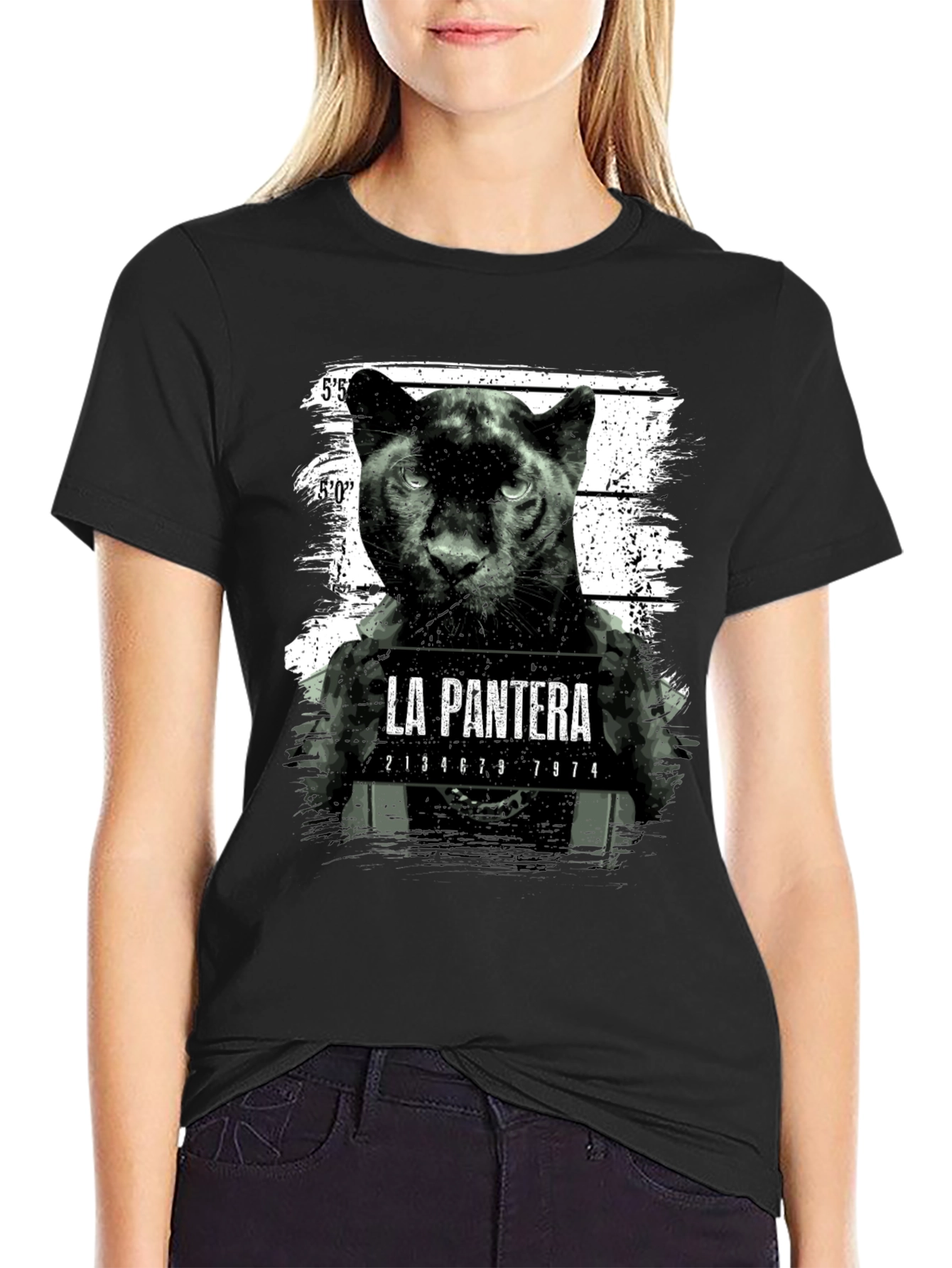 La Pantera Mugshot Graphic Tee - Black Cotton T-Shirt