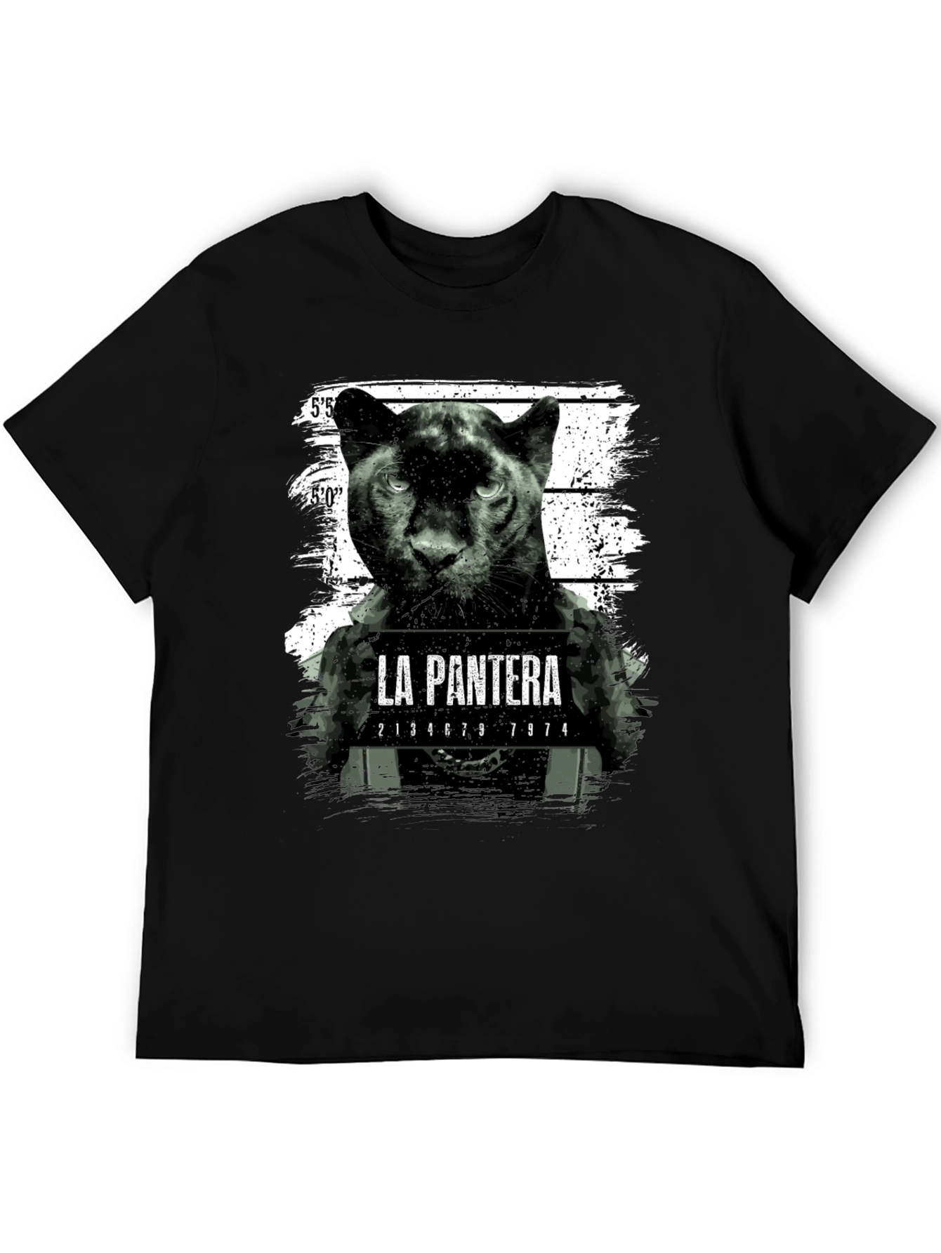 La Pantera Mugshot Graphic Tee - Black Cotton T-Shirt