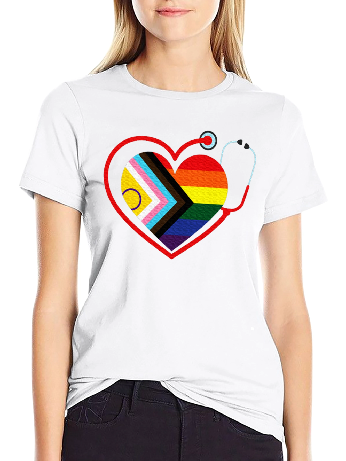 LGBTQ+ Pride Stethoscope Heart Tee