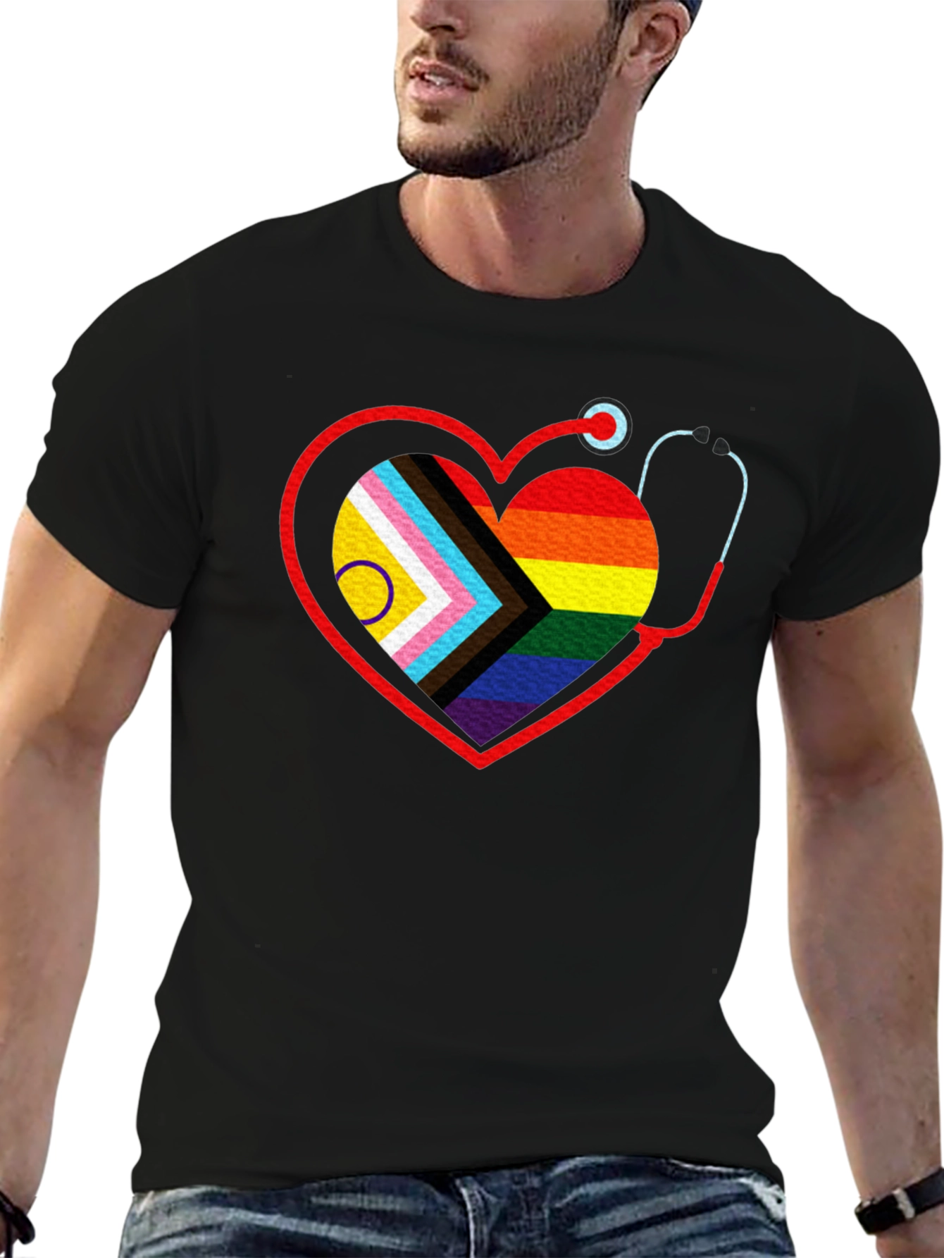 LGBTQ+ Pride Stethoscope Heart Tee