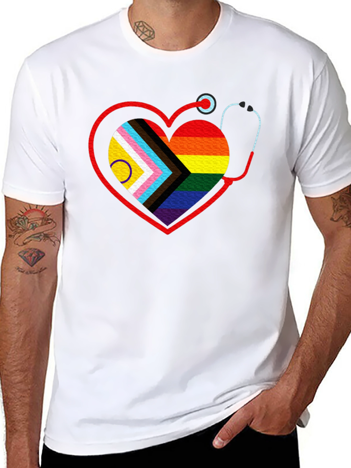 LGBTQ+ Pride Stethoscope Heart Tee