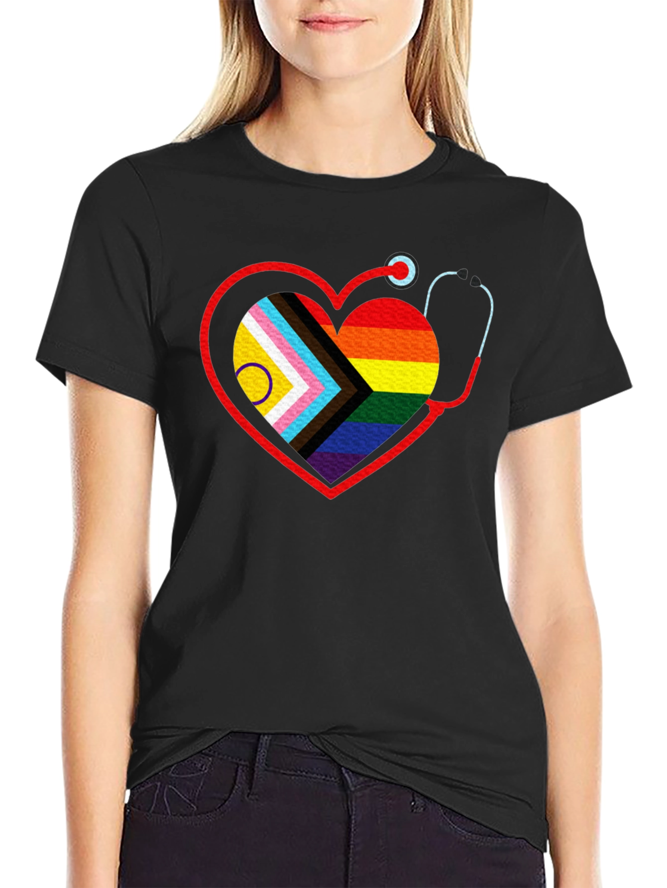 LGBTQ+ Pride Stethoscope Heart Tee