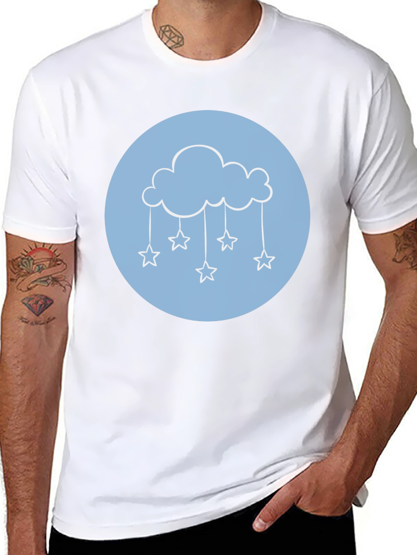 Cloud & Stars Graphic Tee - Black T-Shirt