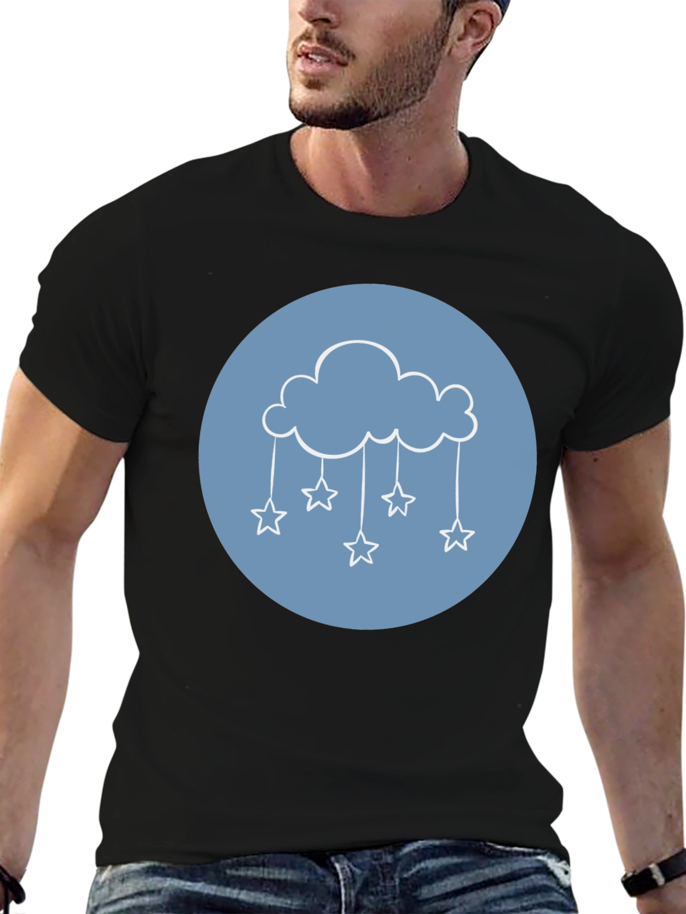 Cloud & Stars Graphic Tee - Black T-Shirt
