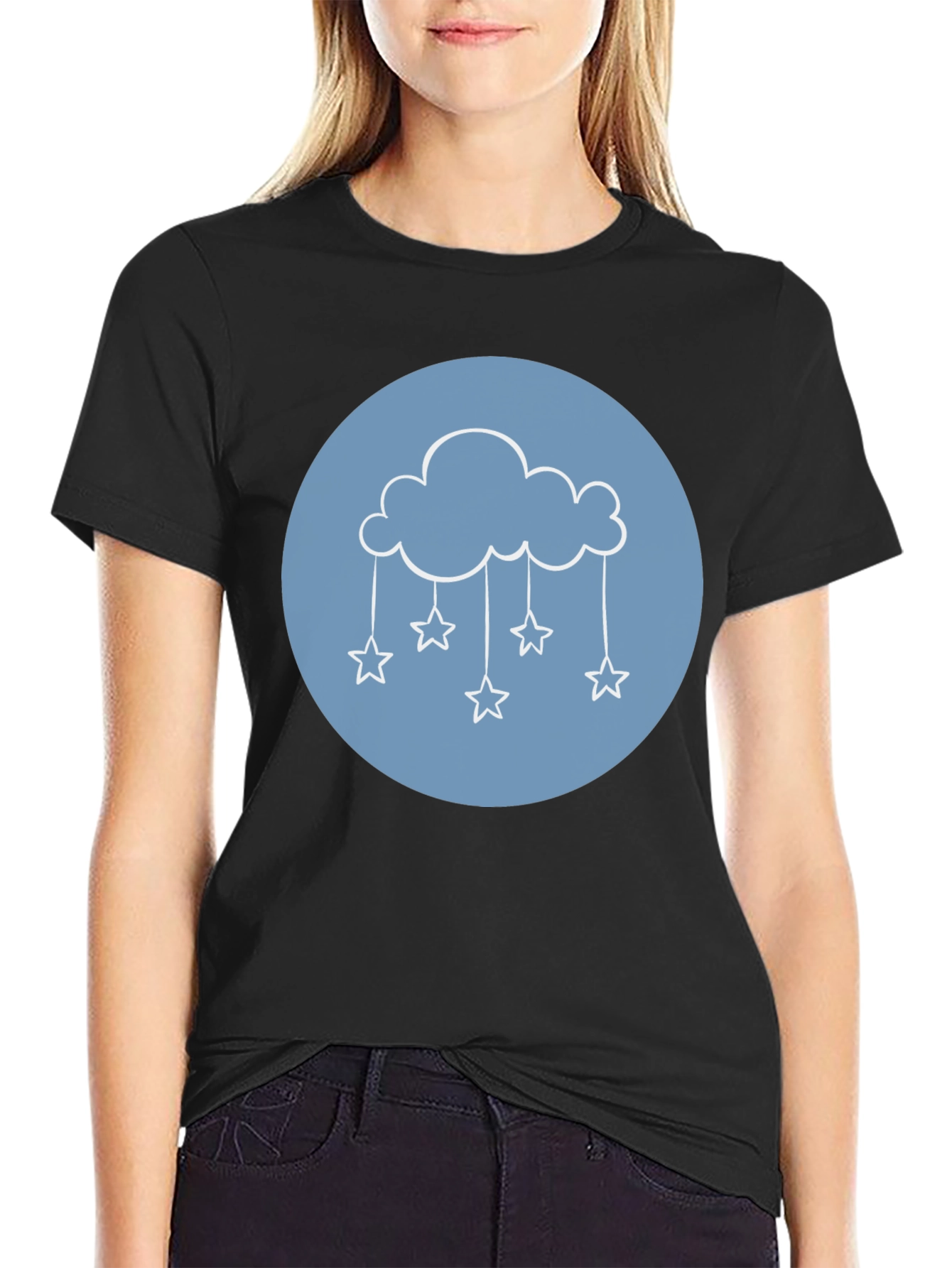Cloud & Stars Graphic Tee - Black T-Shirt