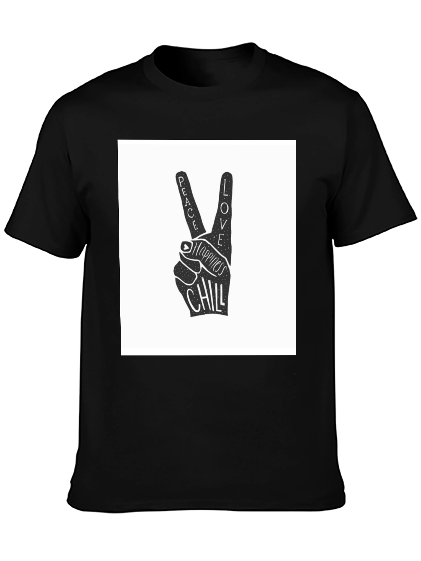 Peace Love Chill Graphic T-Shirt - Black
