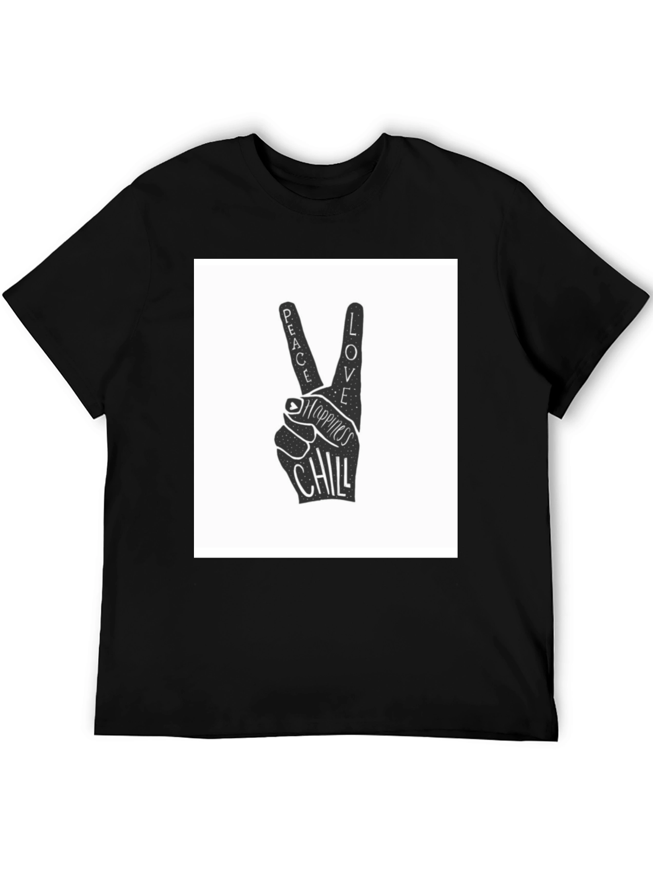 Peace Love Chill Graphic T-Shirt - Black