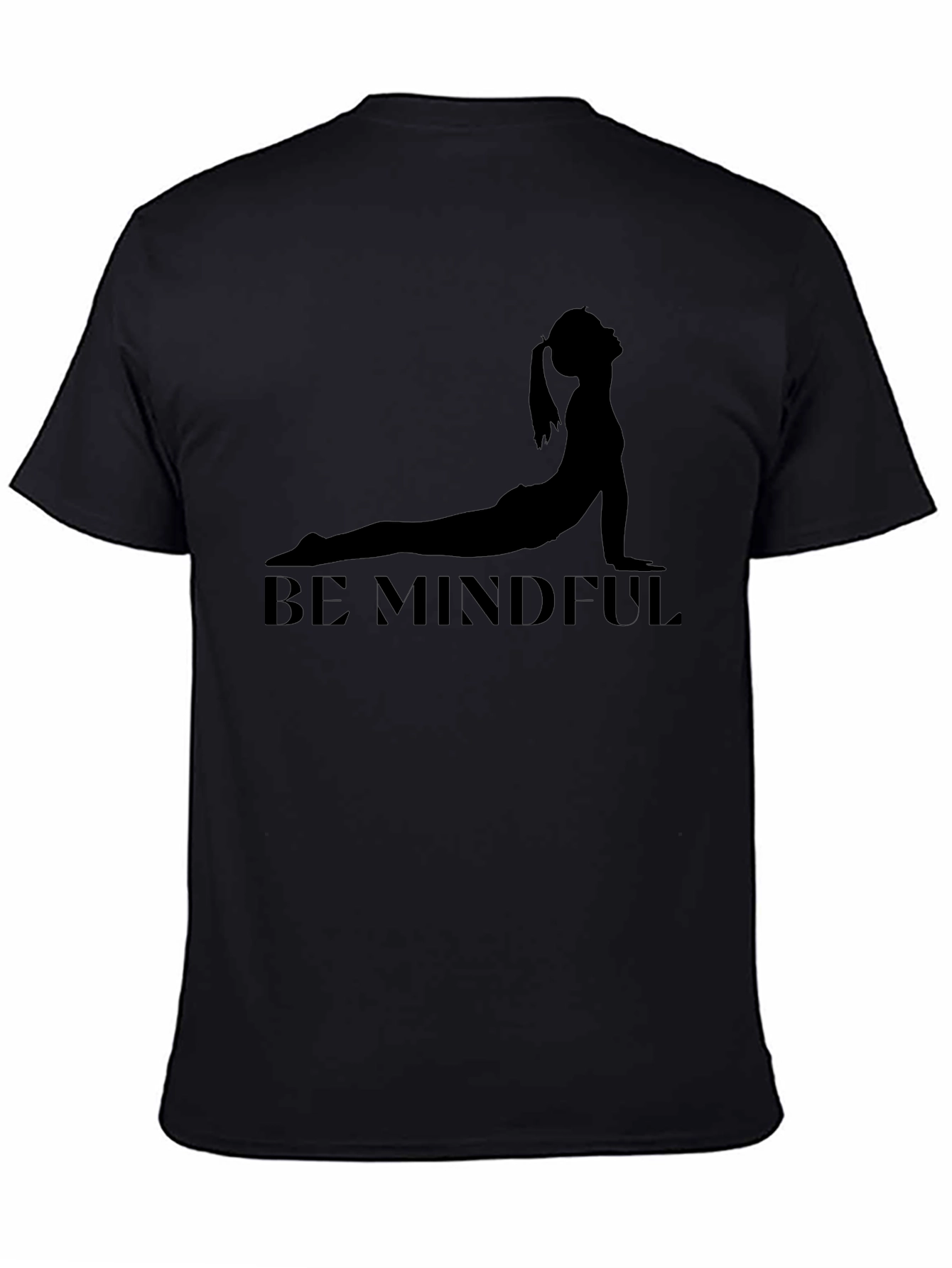 Be Mindful Yoga Pose Black T-Shirt