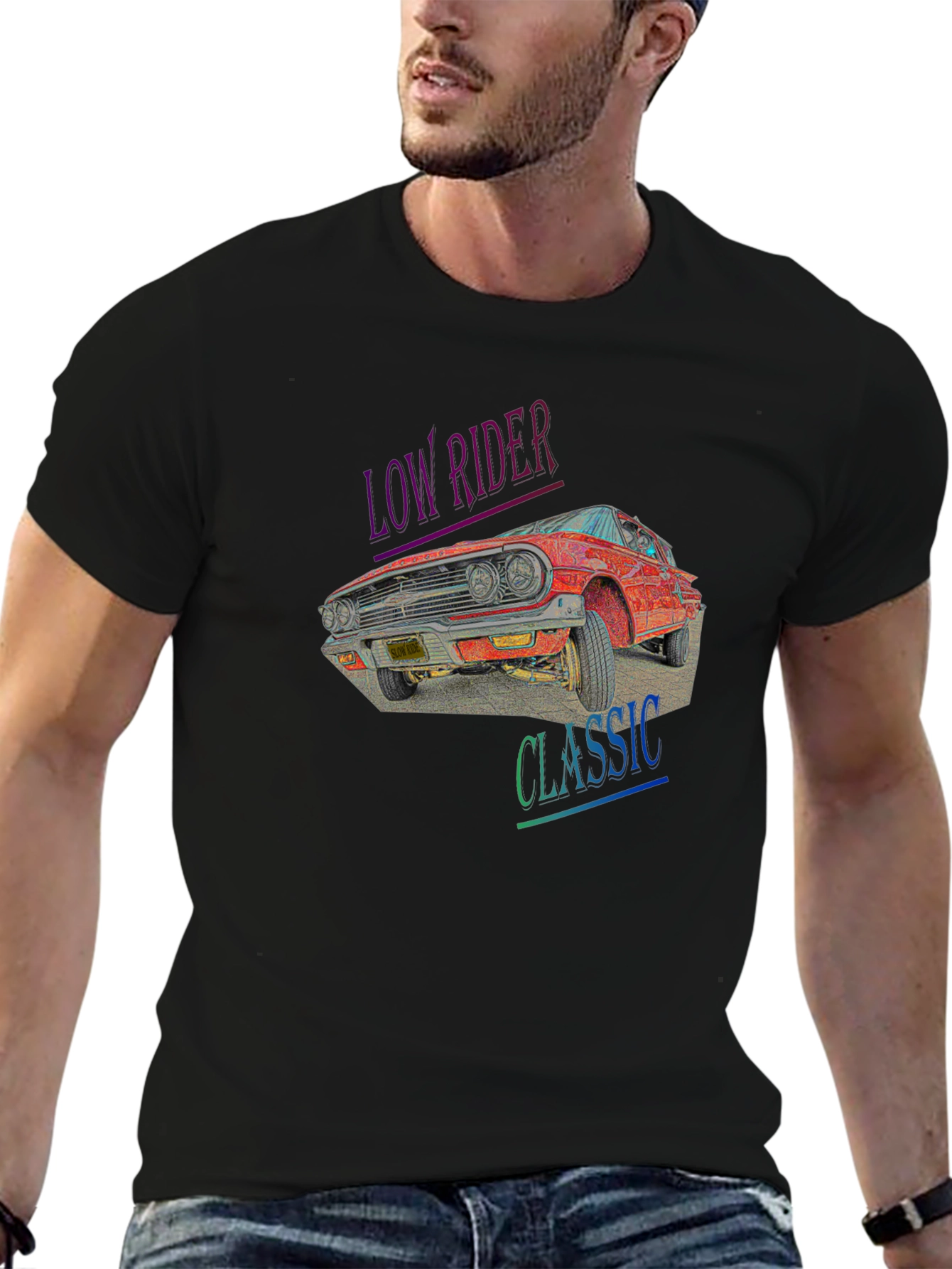 Low Rider Classic Car Graphic Tee - Black