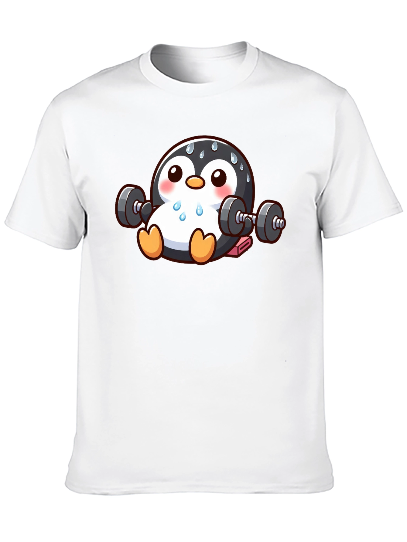 Penguin Lifting Weights Graphic T-Shirt