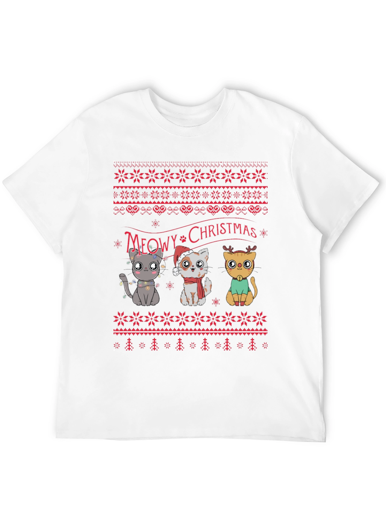 Meowy Christmas Cat T-Shirt - Holiday Festive Style