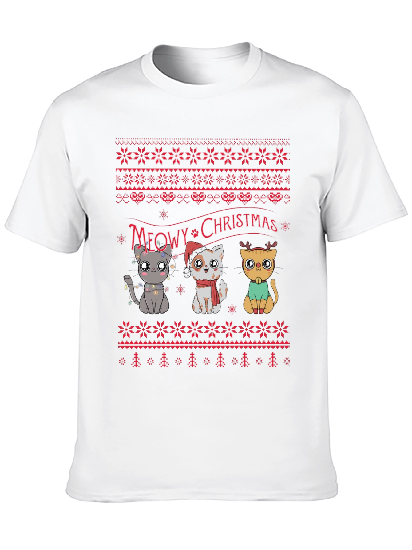 Meowy Christmas Cat T-Shirt - Holiday Festive Style