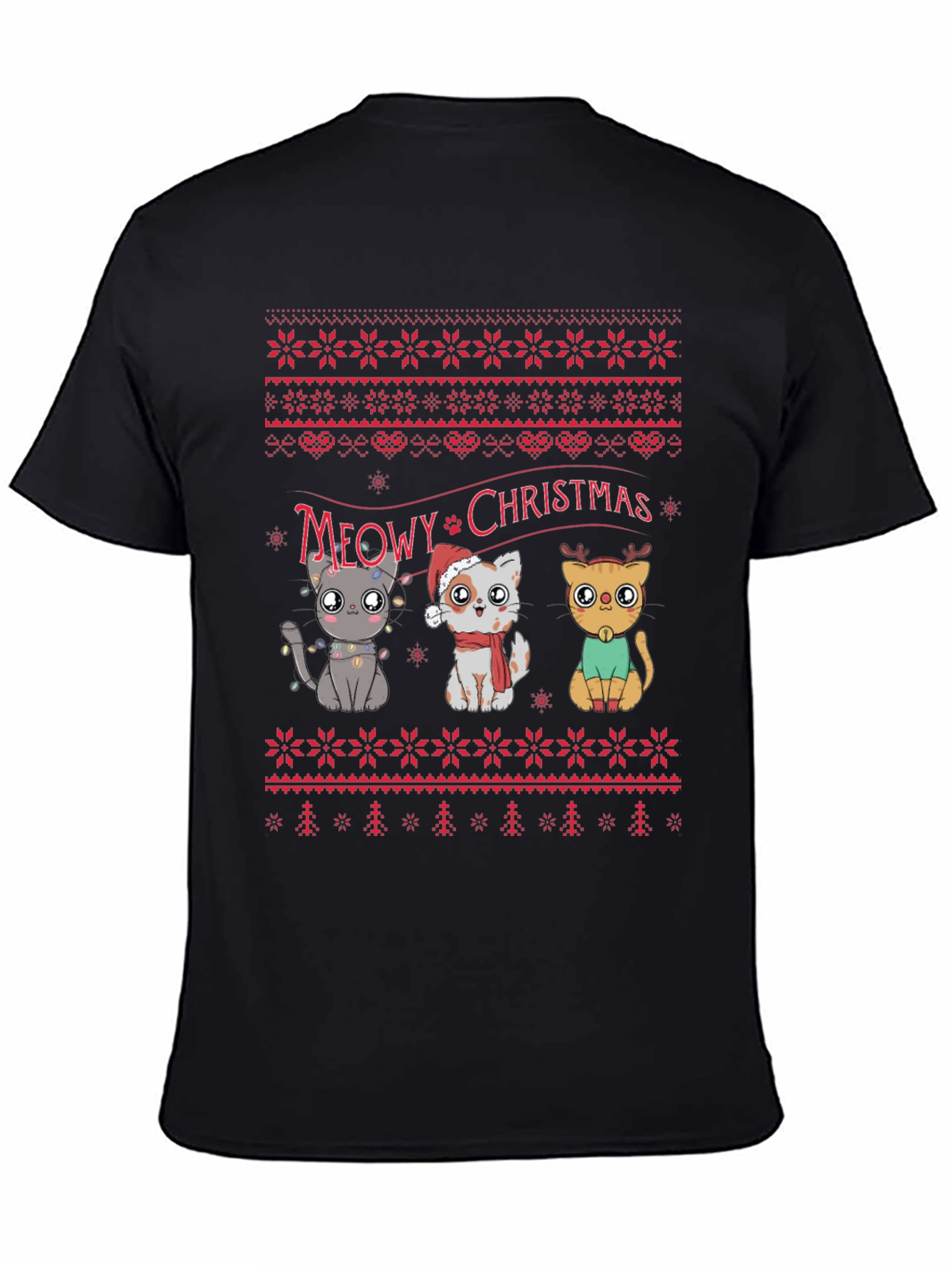 Meowy Christmas Cat T-Shirt - Holiday Festive Style