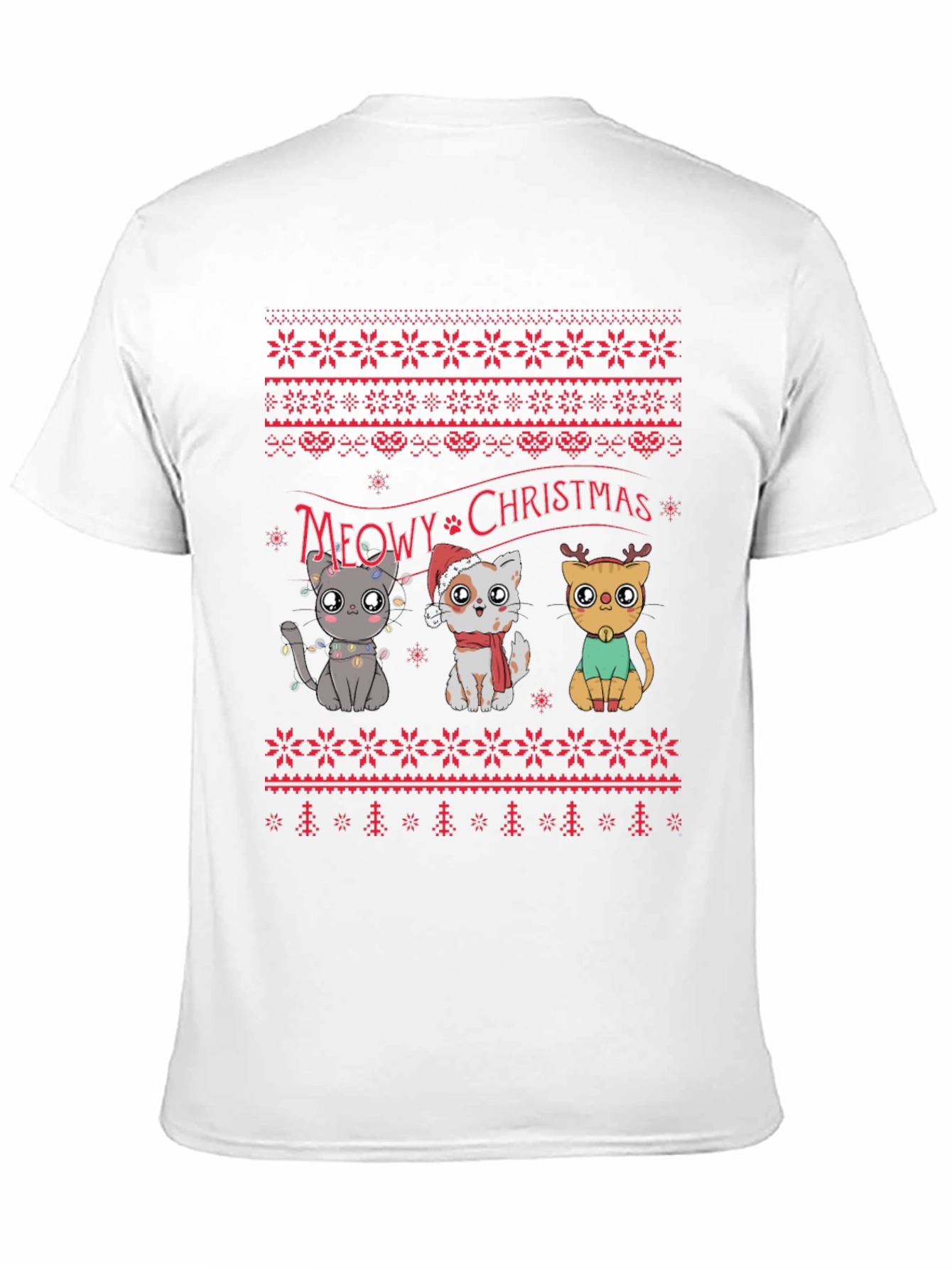Meowy Christmas Cat T-Shirt - Holiday Festive Style