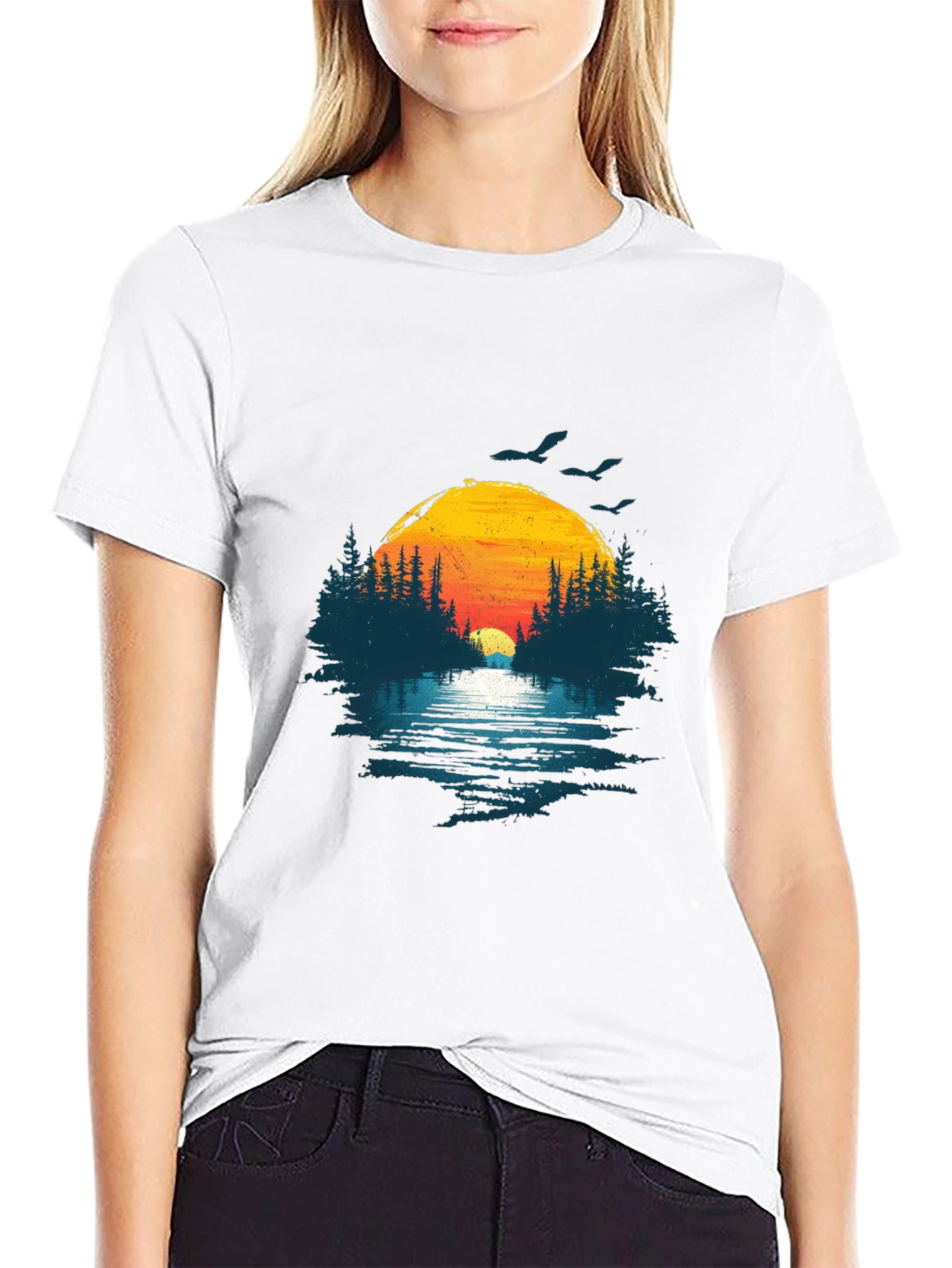 Sunset Lake Graphic Tee - Nature Inspired Design
