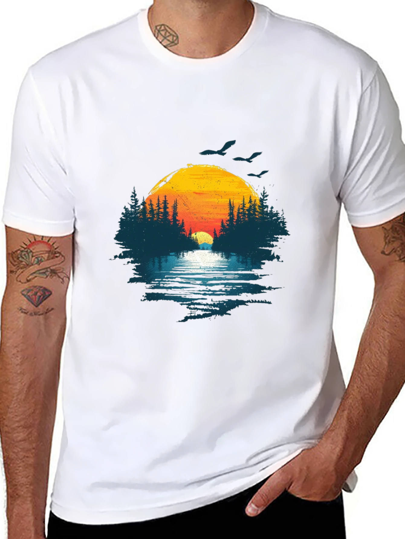 Sunset Lake Graphic Tee - Nature Inspired Design