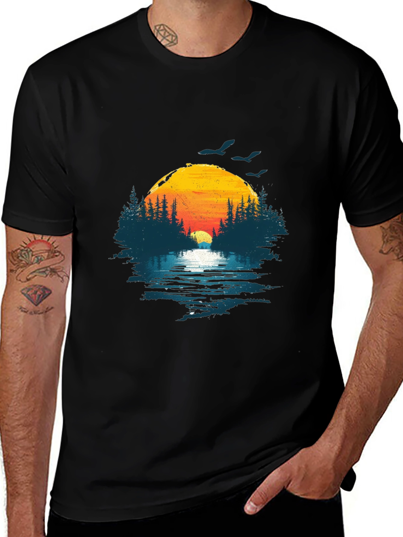 Sunset Lake Graphic Tee - Nature Inspired Design