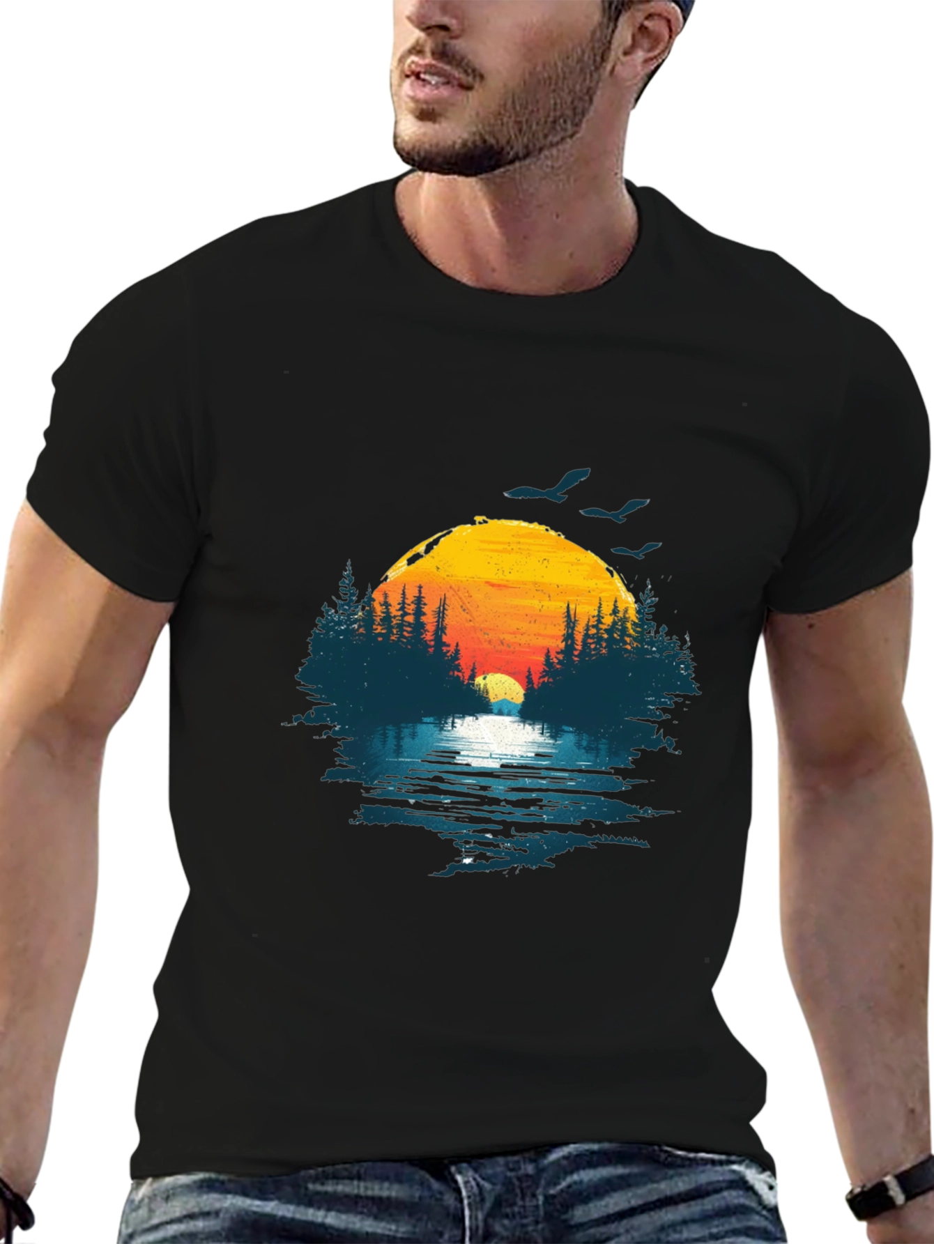 Sunset Lake Graphic Tee - Nature Inspired Design