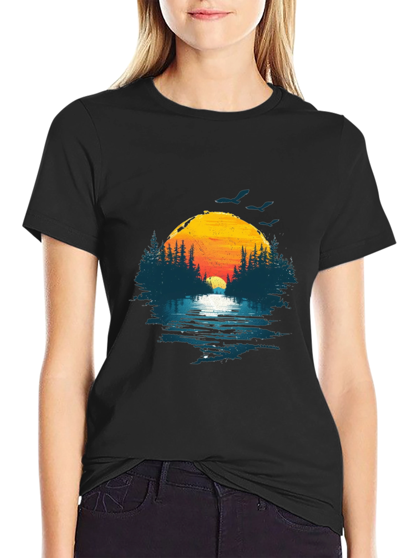 Sunset Lake Graphic Tee - Nature Inspired Design