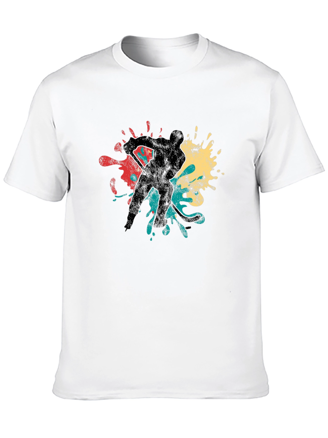 Hockey Player Retro Splash Graphic T-Shirt