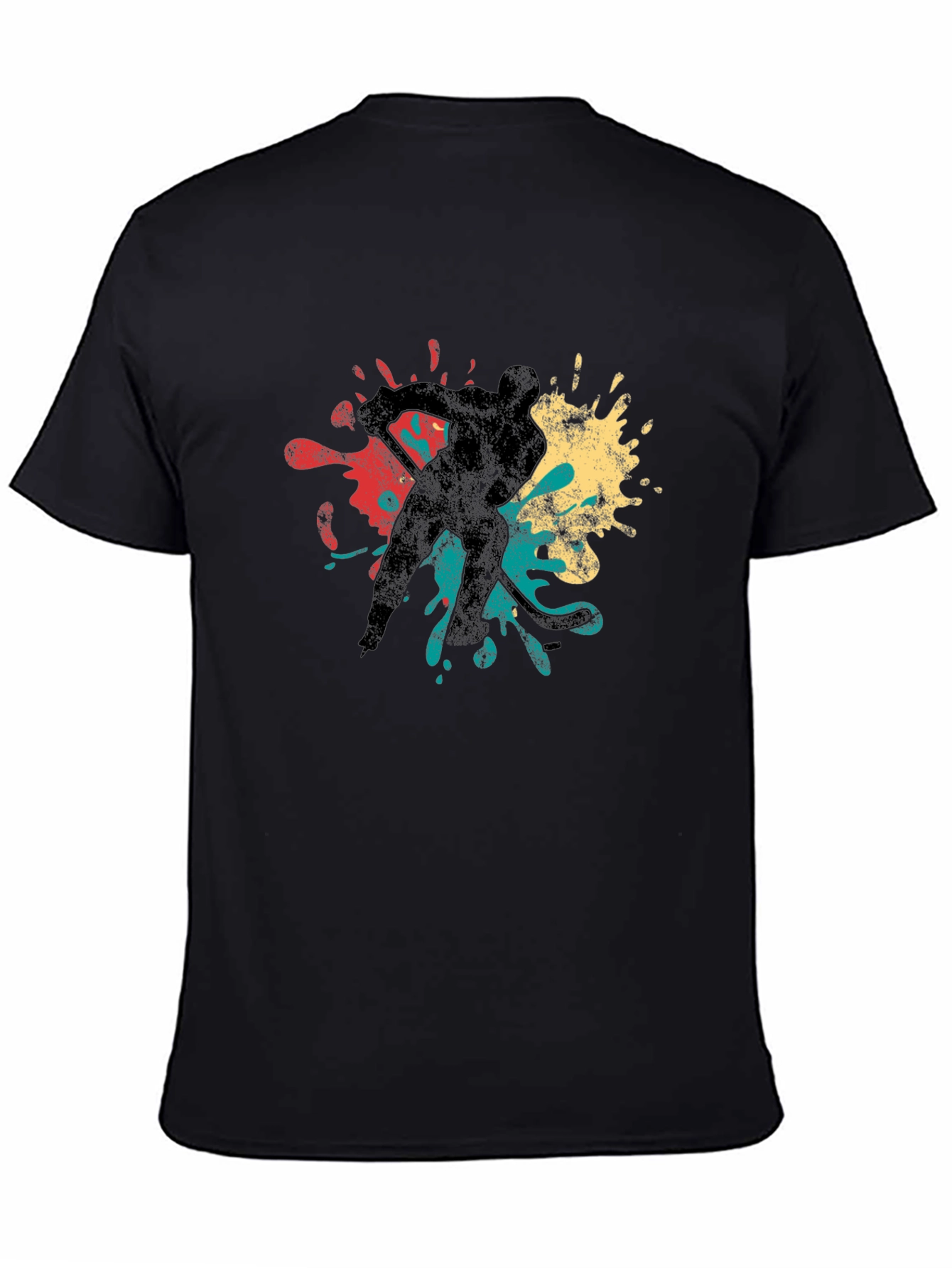 Hockey Player Retro Splash Graphic T-Shirt