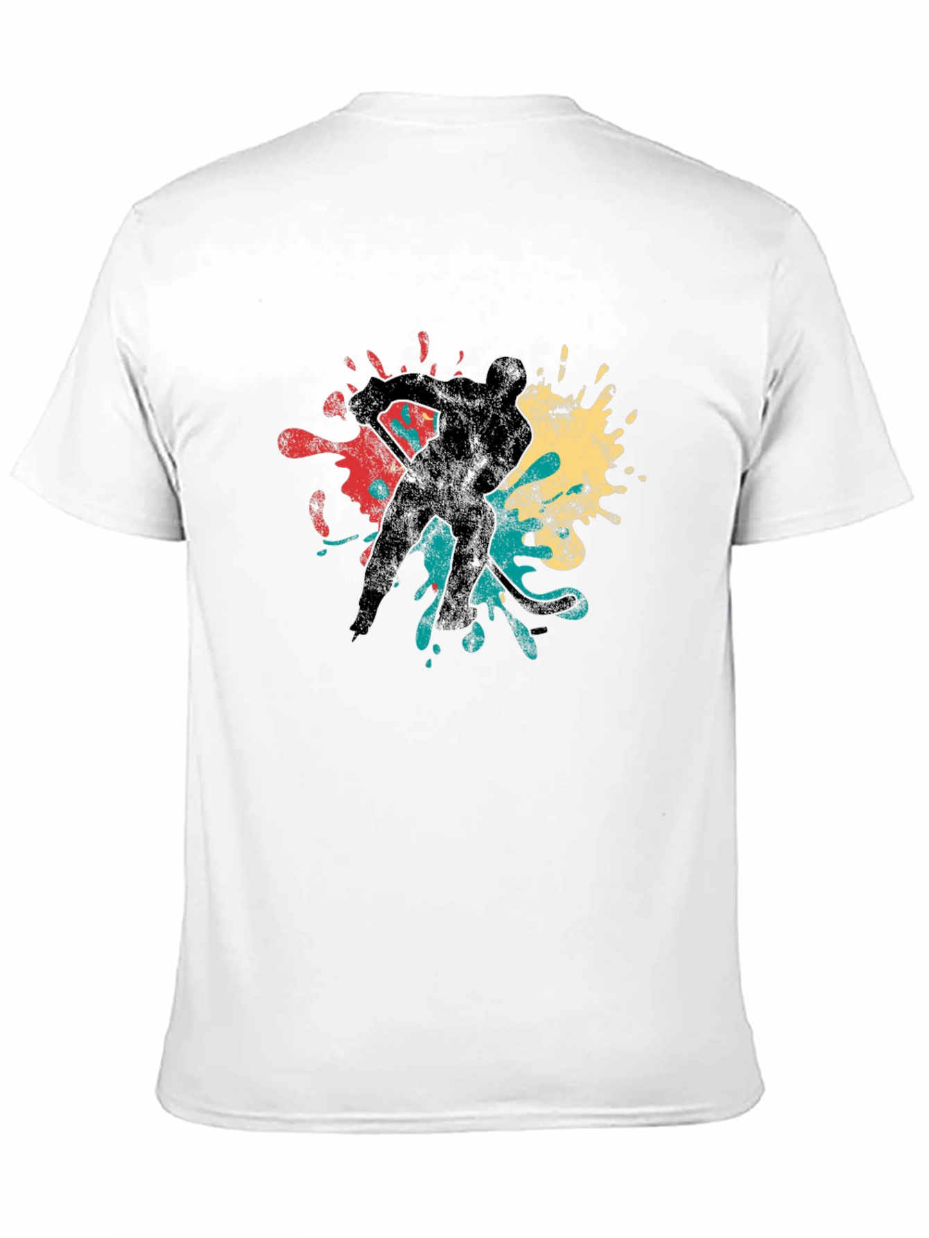 Hockey Player Retro Splash Graphic T-Shirt