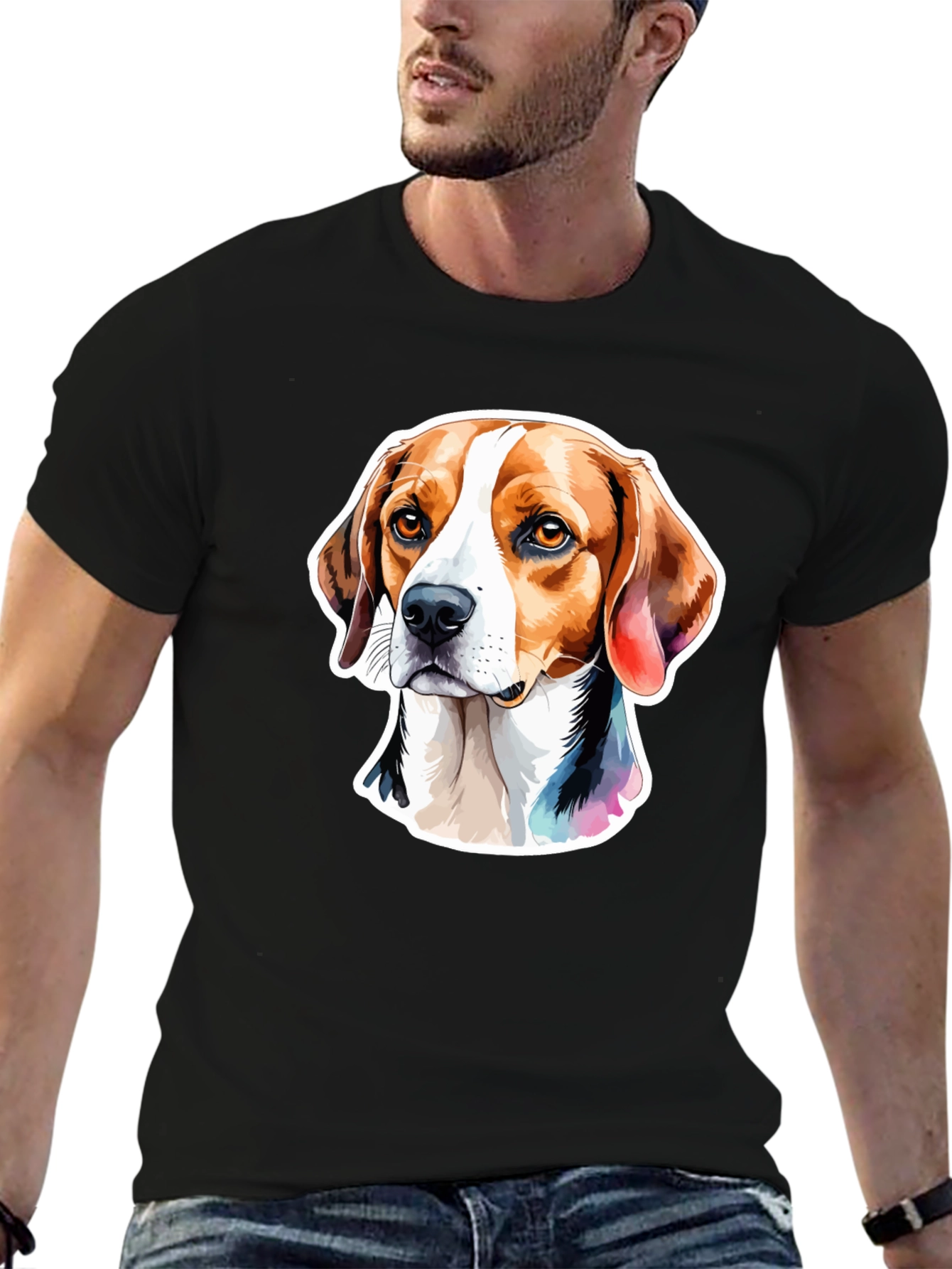 Beagle Dog Graphic Tee - Stylish Mens Black T-Shirt