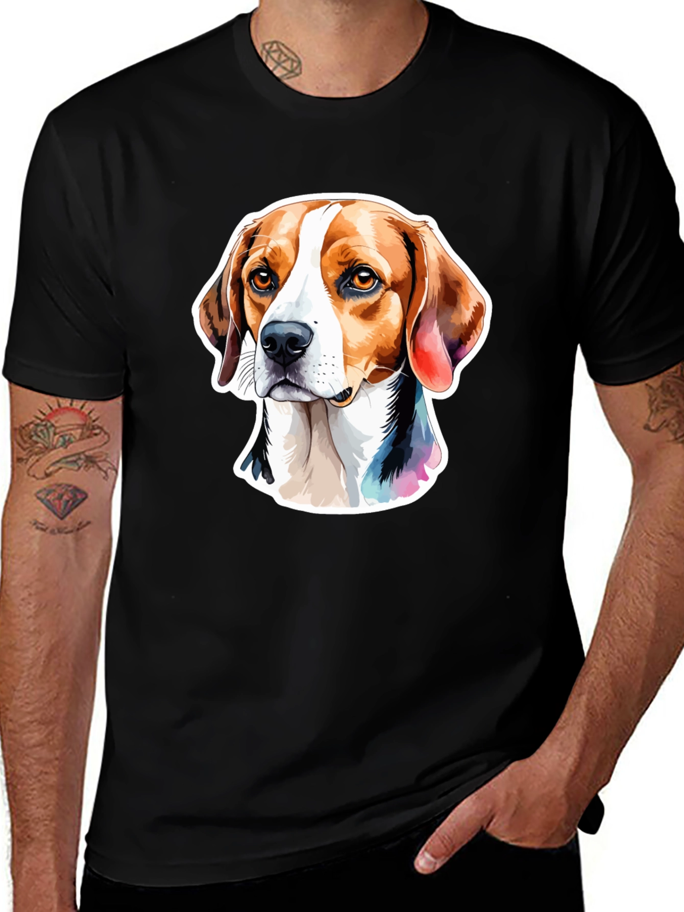 Beagle Dog Graphic Tee - Stylish Mens Black T-Shirt
