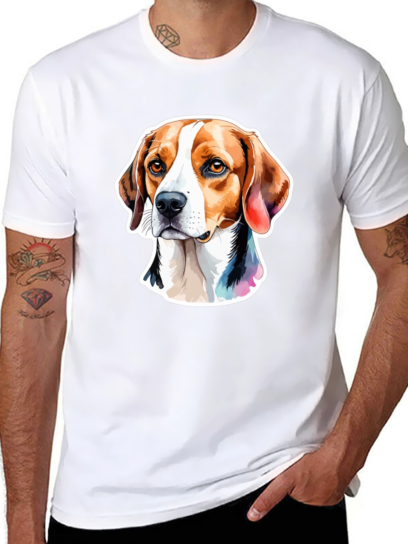 Beagle Dog Graphic Tee - Stylish Mens Black T-Shirt