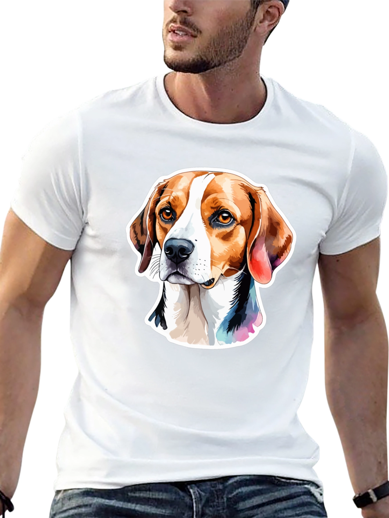 Beagle Dog Graphic Tee - Stylish Mens Black T-Shirt