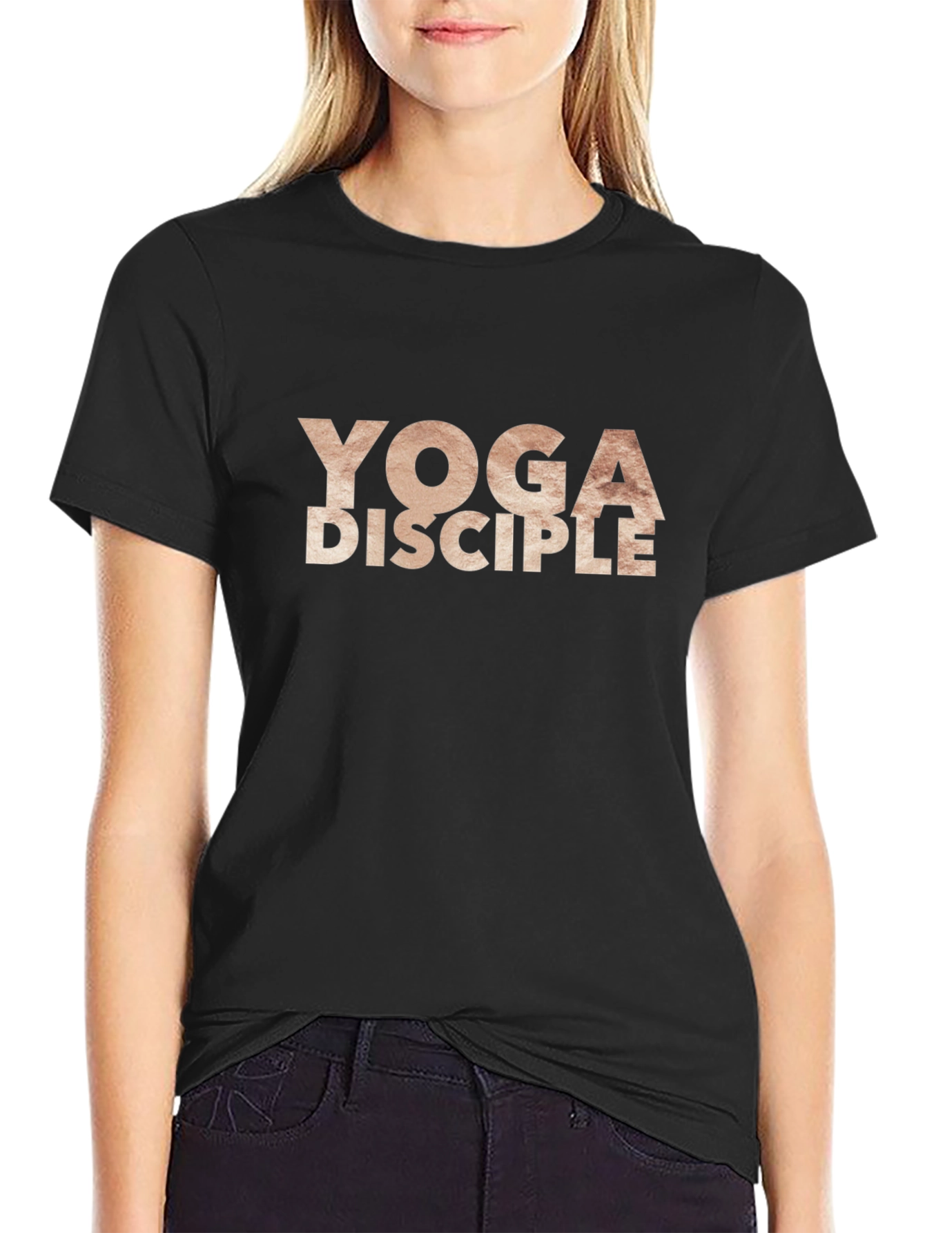 Yoga Disciple T-Shirt - Black Cotton Blend Casual Tee