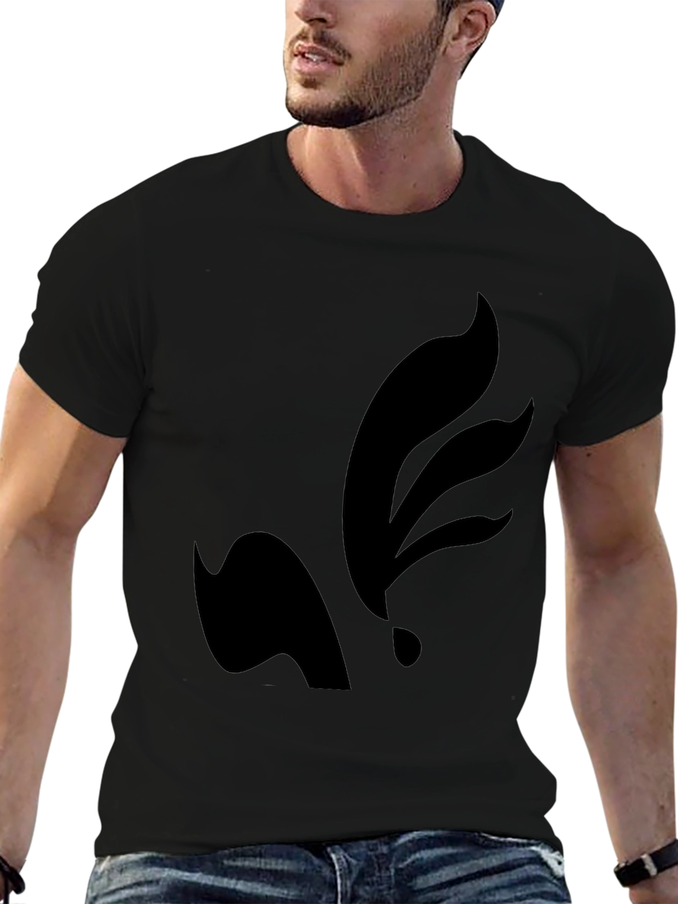 Mens Black Graphic Tee - Abstract Design