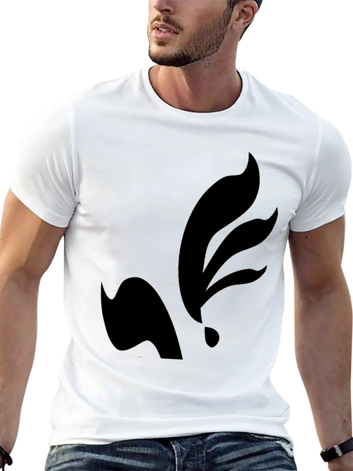 Mens Black Graphic Tee - Abstract Design
