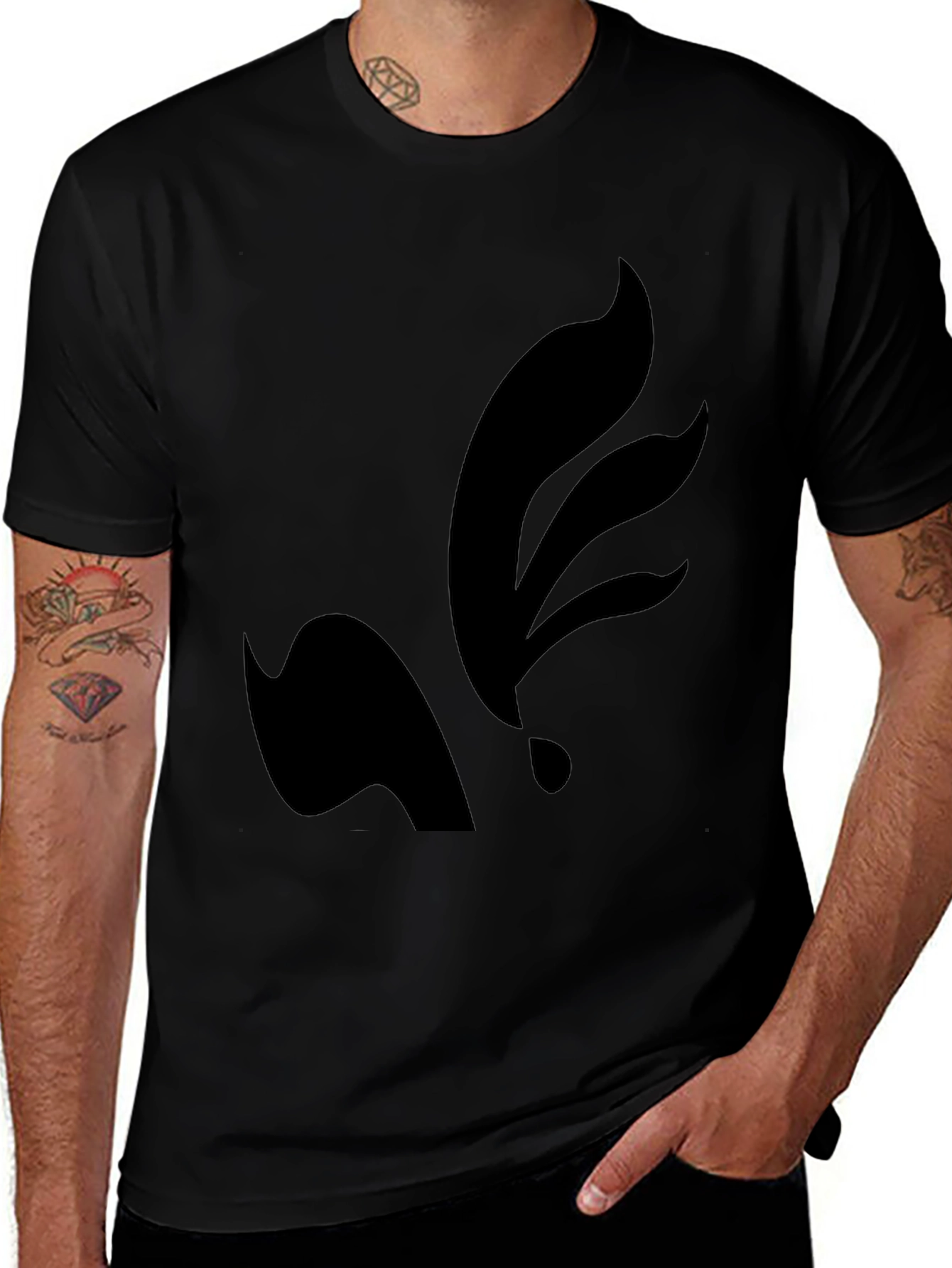 Mens Black Graphic Tee - Abstract Design
