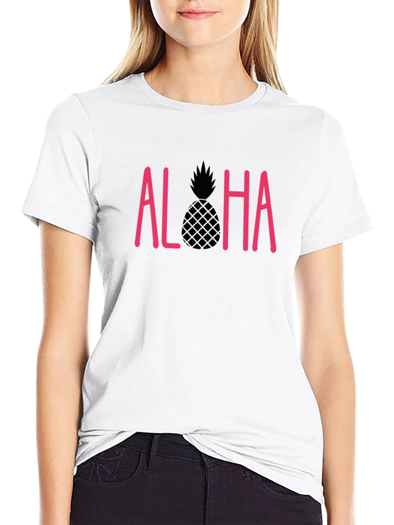Aloha Pineapple Graphic T-Shirt - Black