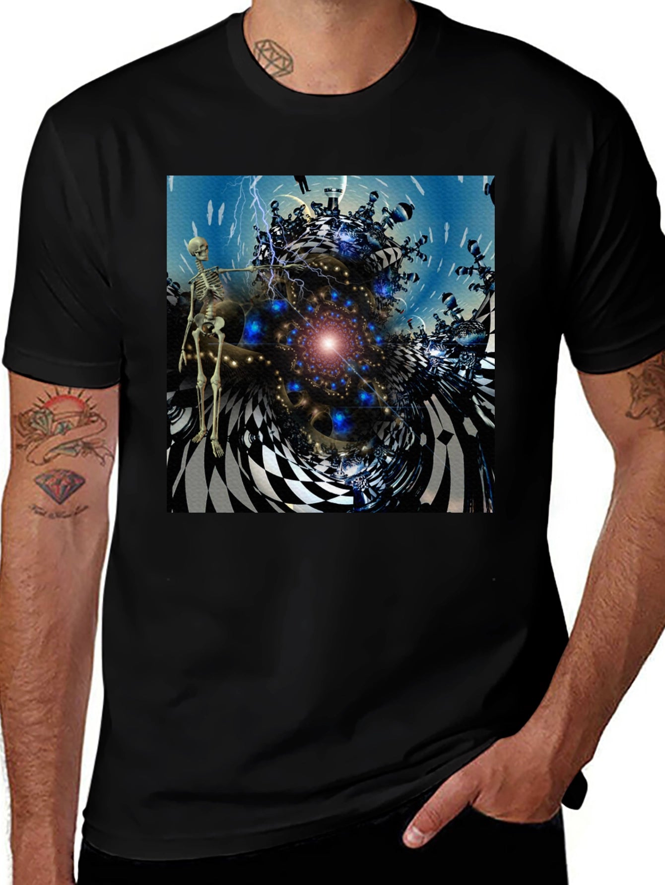Surreal Skeleton Chess T-Shirt