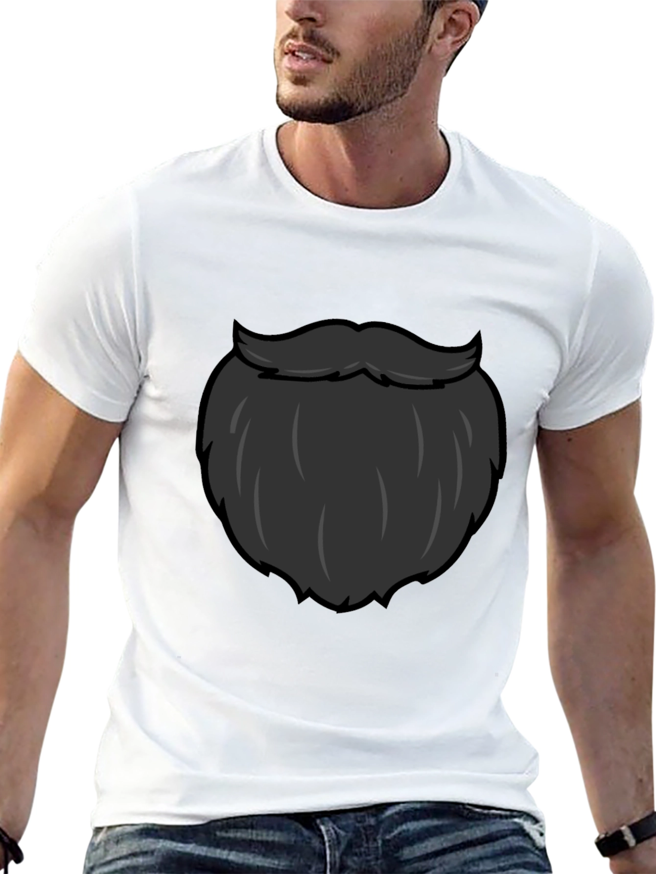 Funny Beard Graphic T-Shirt - Black Crew Neck Tee