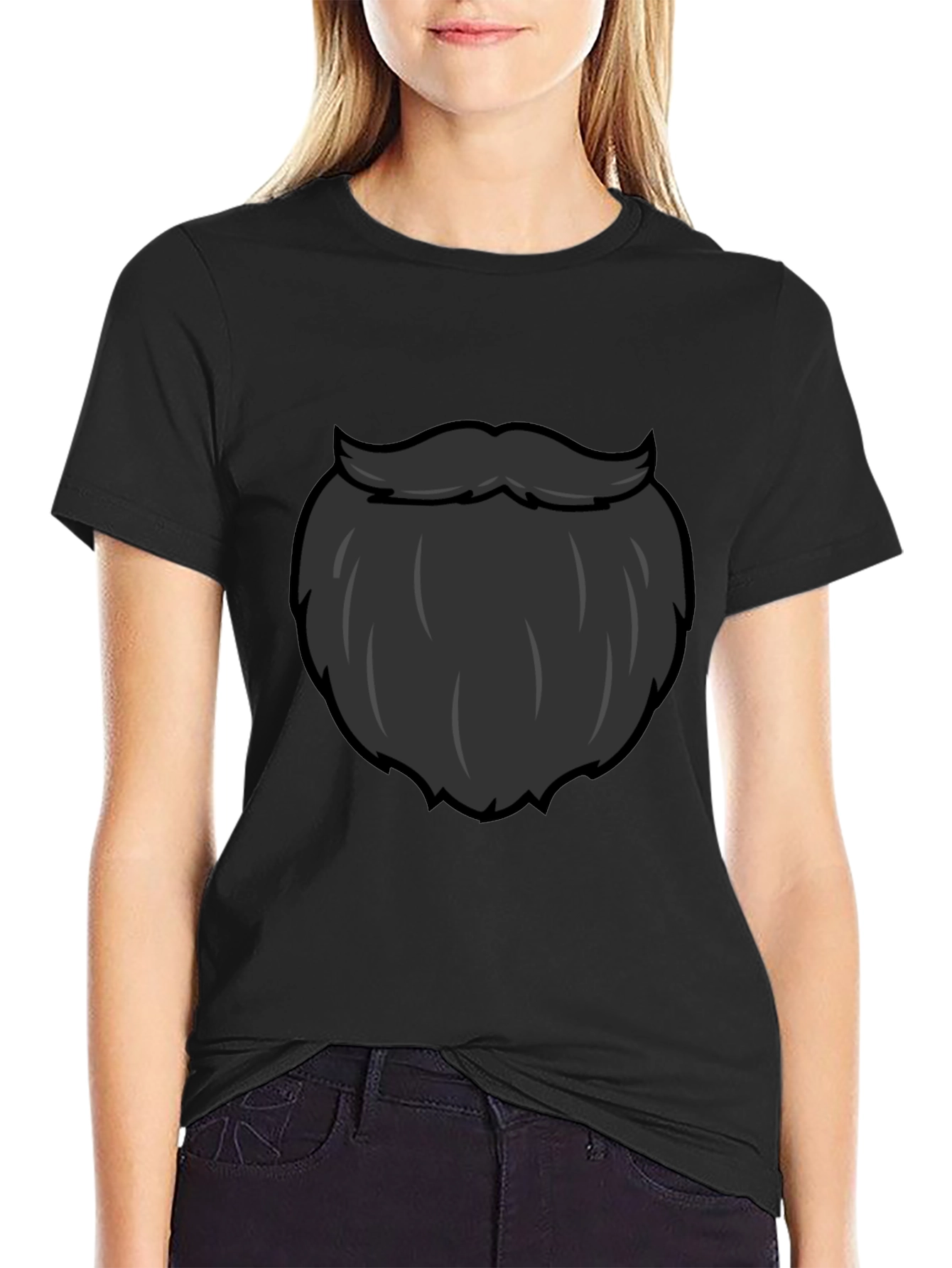 Funny Beard Graphic T-Shirt - Black Crew Neck Tee